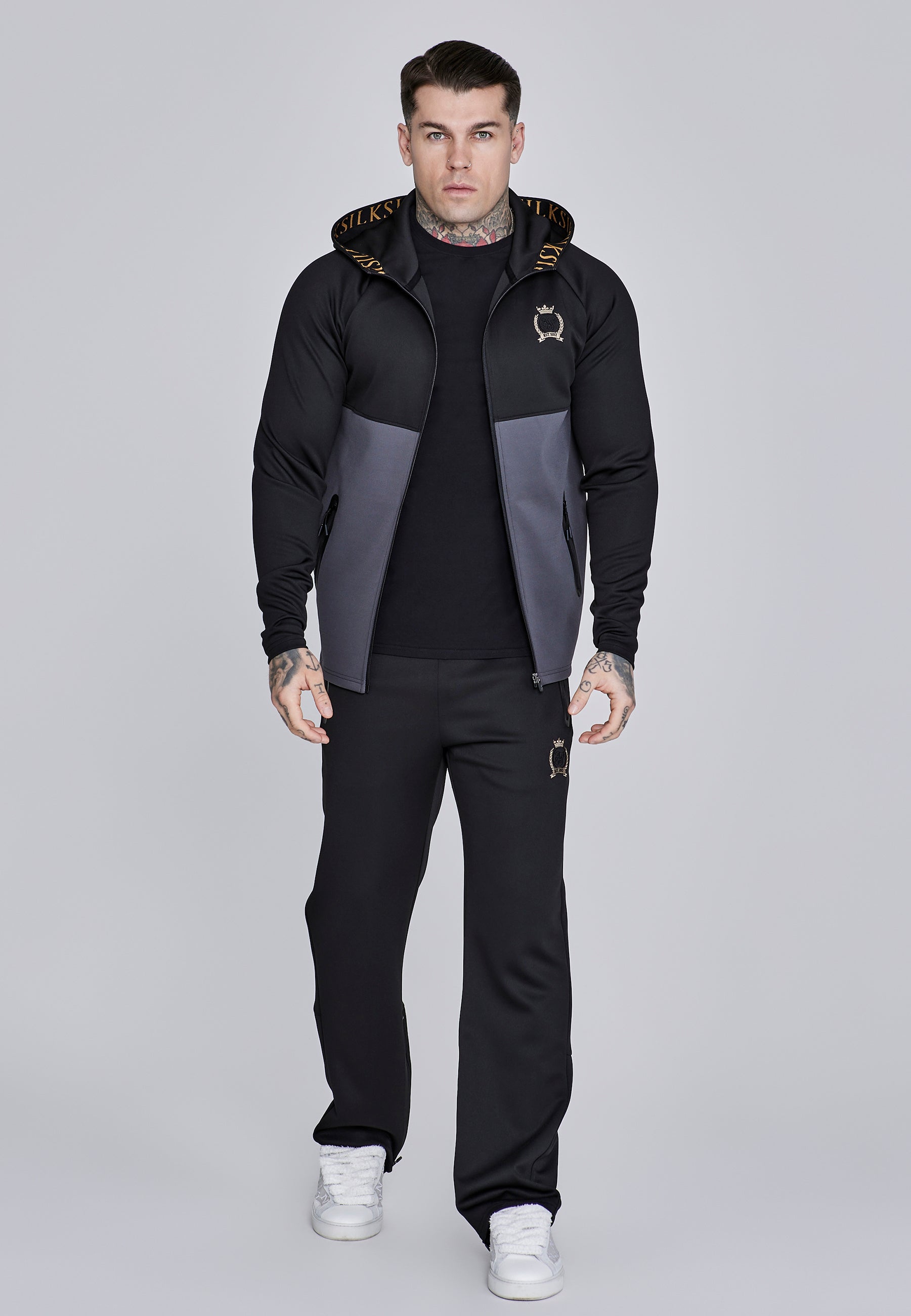 Full Zip Hoodie in Black, Grey Vestes à capuche SikSilk