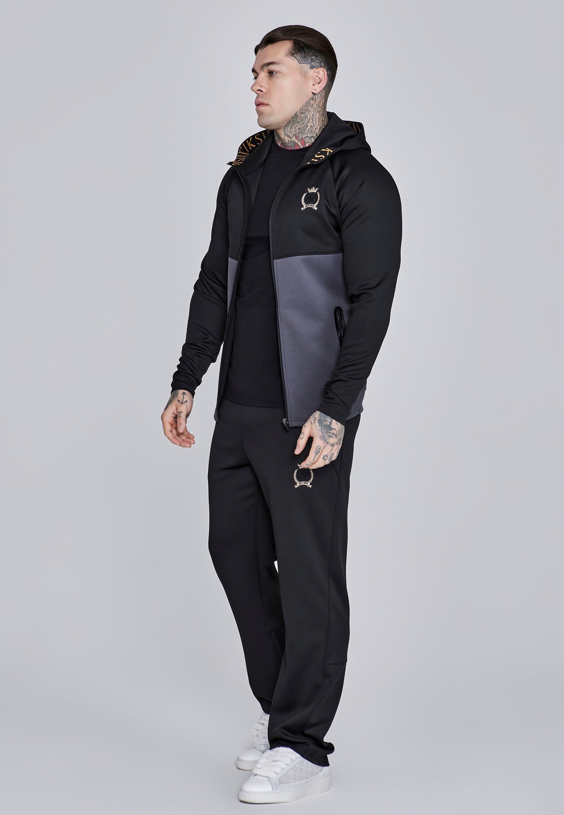 Full Zip Hoodie in Black, Grey Vestes à capuche SikSilk