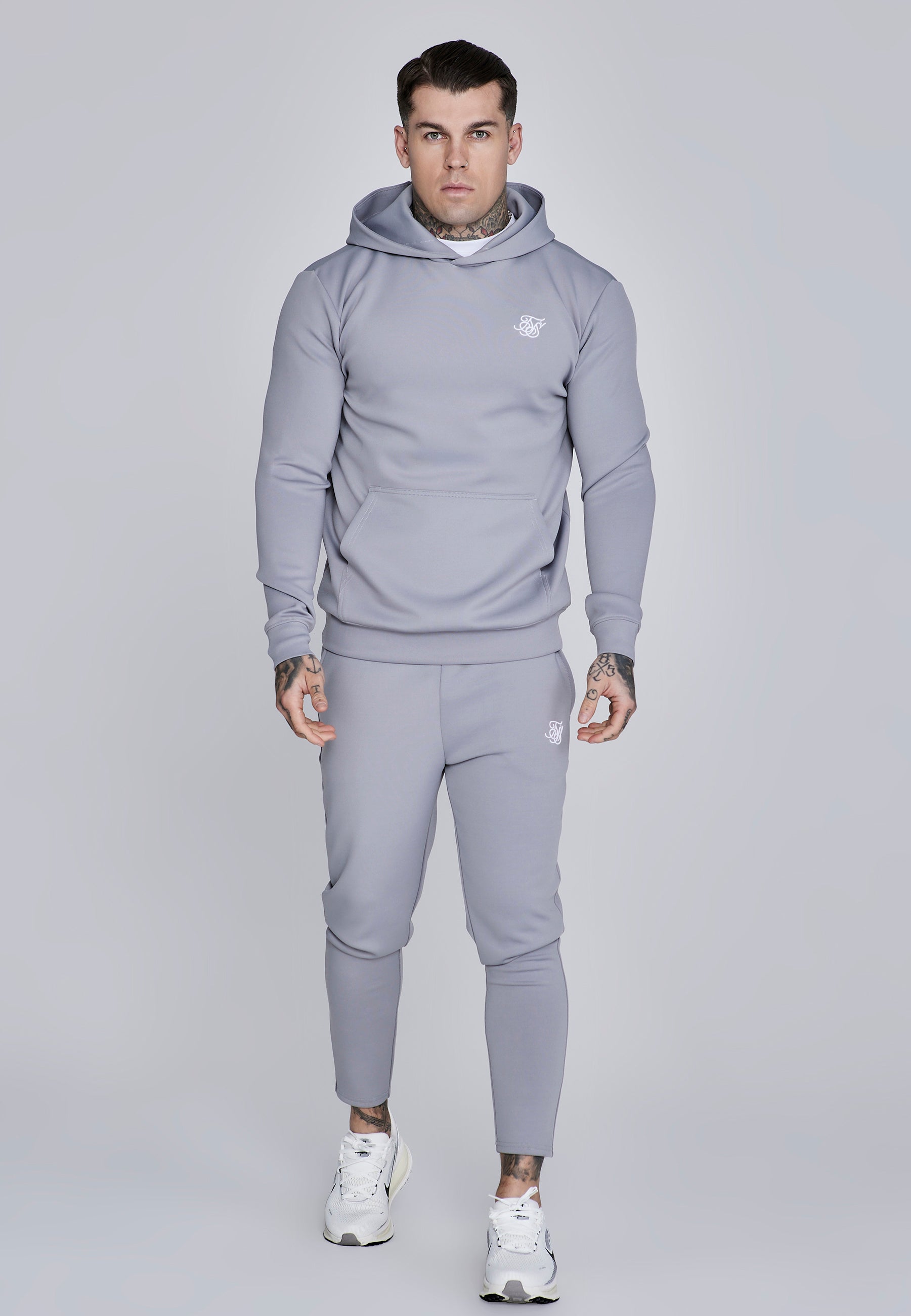 Essentials Poly Hoodie in Grey Sweat à capuche SikSilk