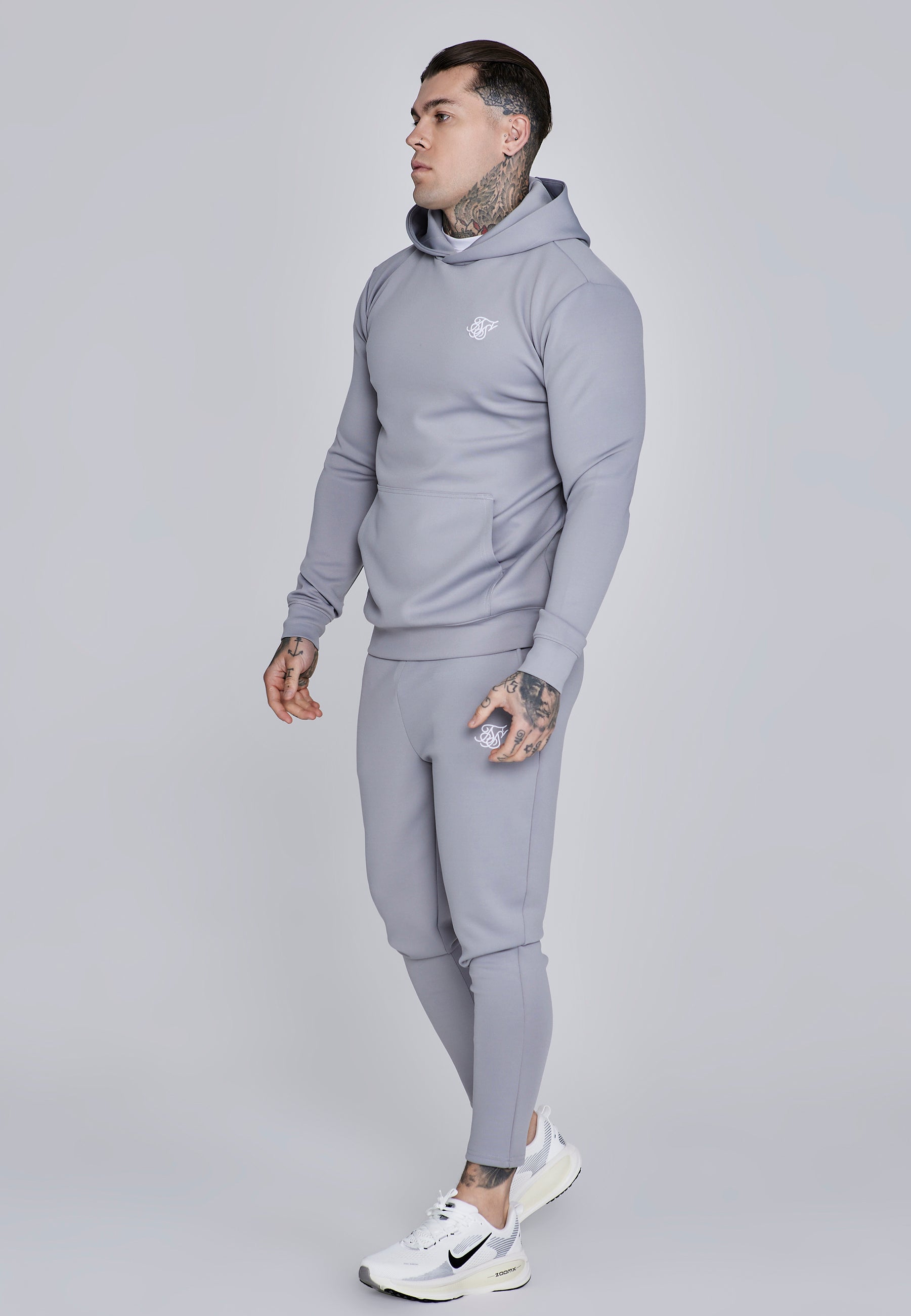 Essentials Poly Hoodie in Grey Sweat à capuche SikSilk
