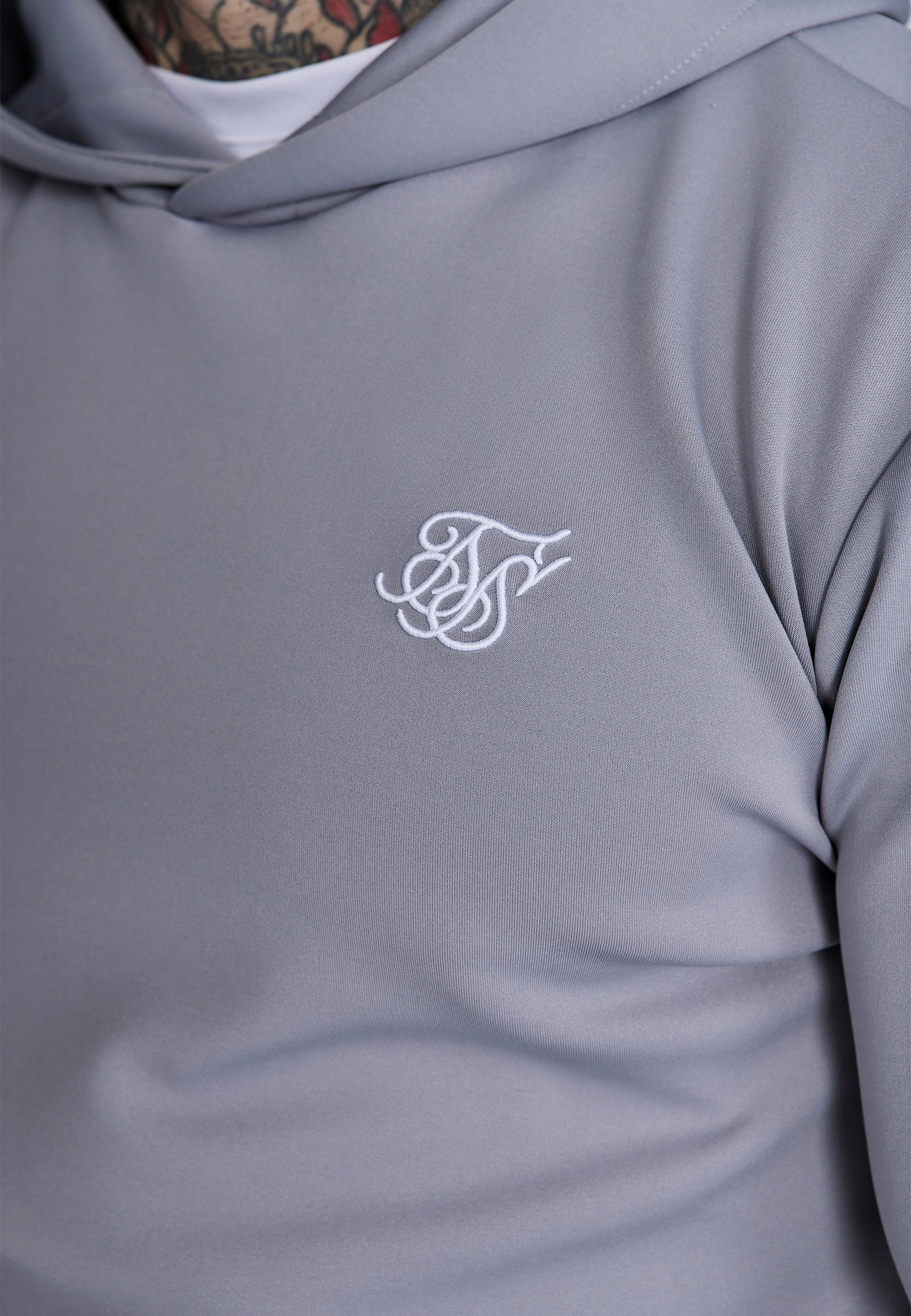 Essentials Poly Hoodie in Grey Sweat à capuche SikSilk