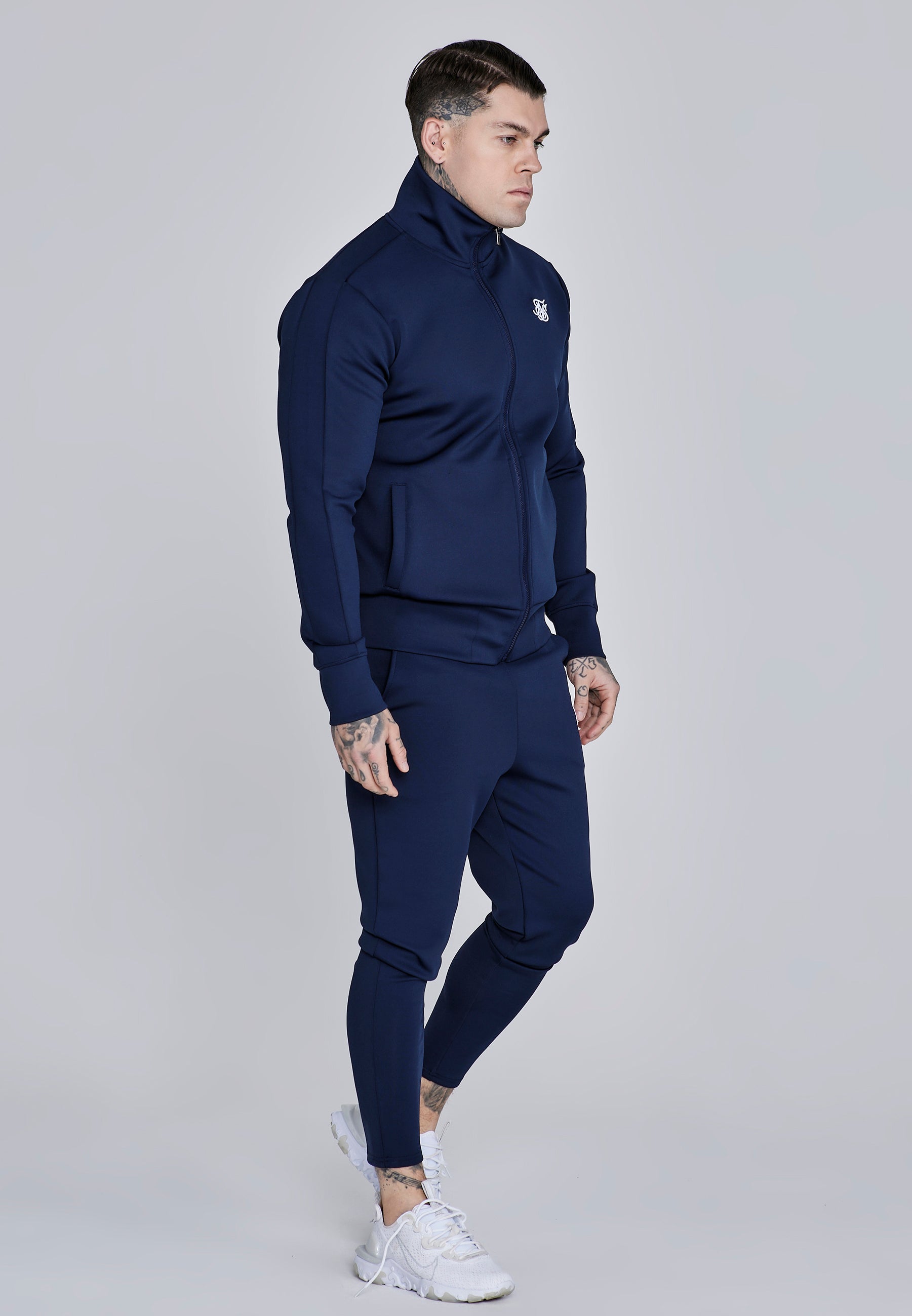 Essentials Poly Track Top in Navy Sweat-shirts SikSilk