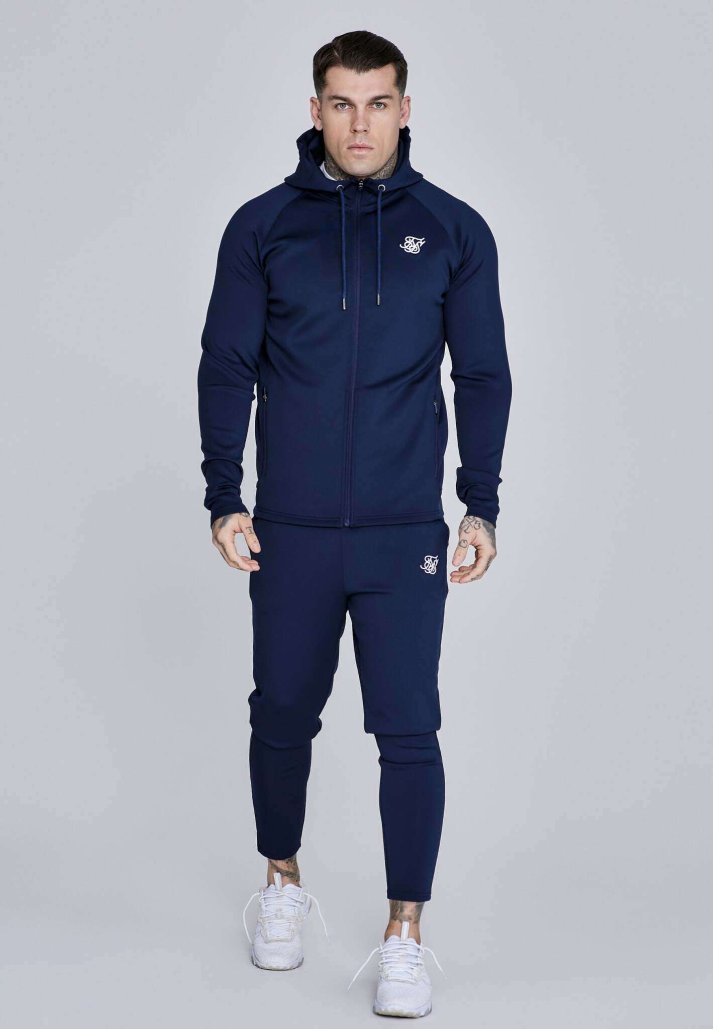 Sweat-shirt à capuche Essentials Poly FullZip in Navy SikSilk