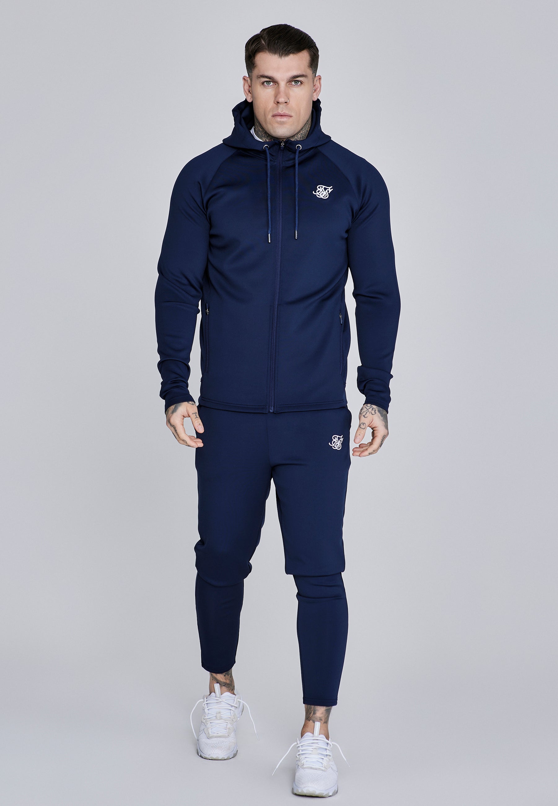 Sweat à capuche Essentials Poly FullZip en bleu marine