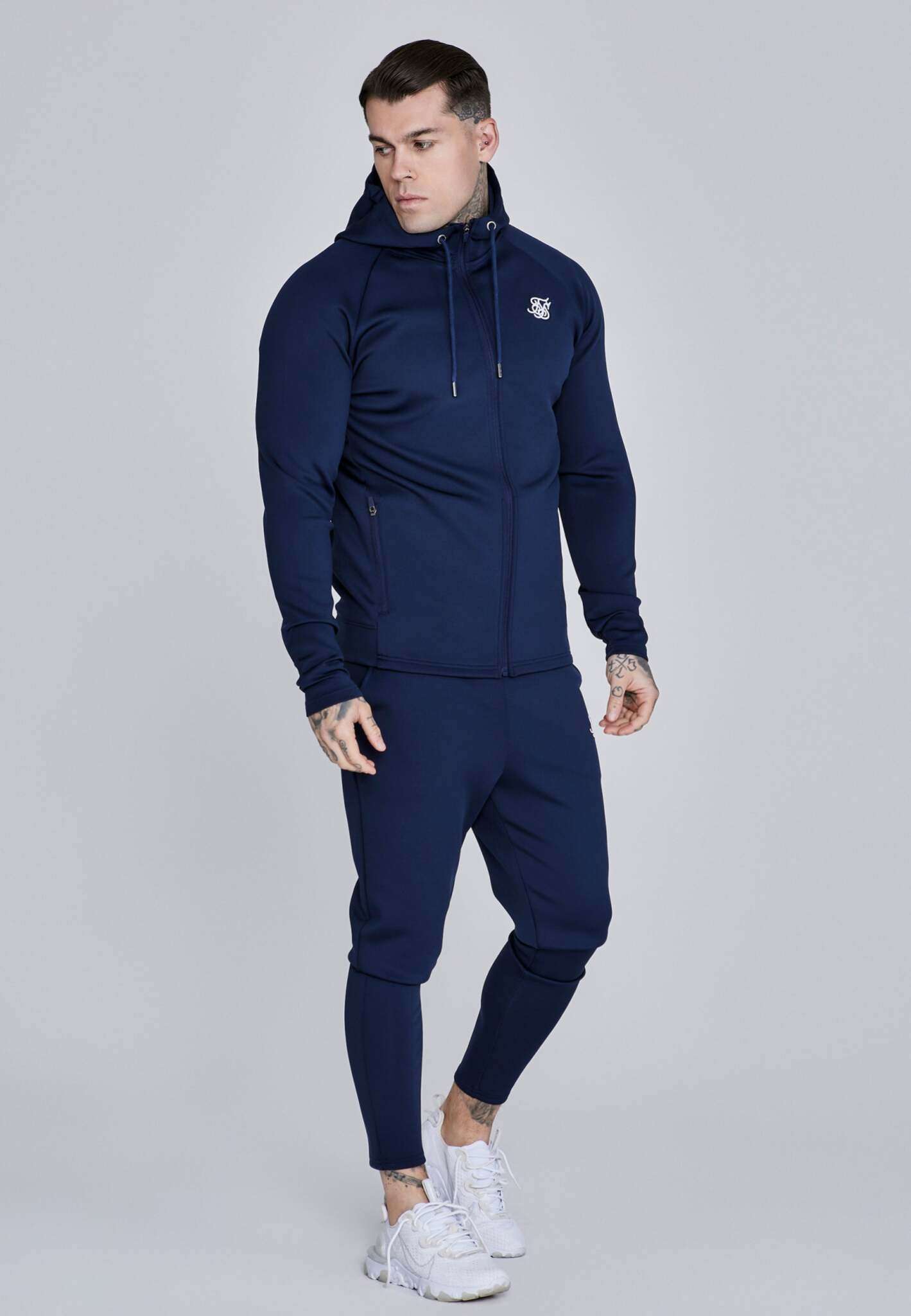 Sweat-shirt à capuche Essentials Poly FullZip in Navy SikSilk