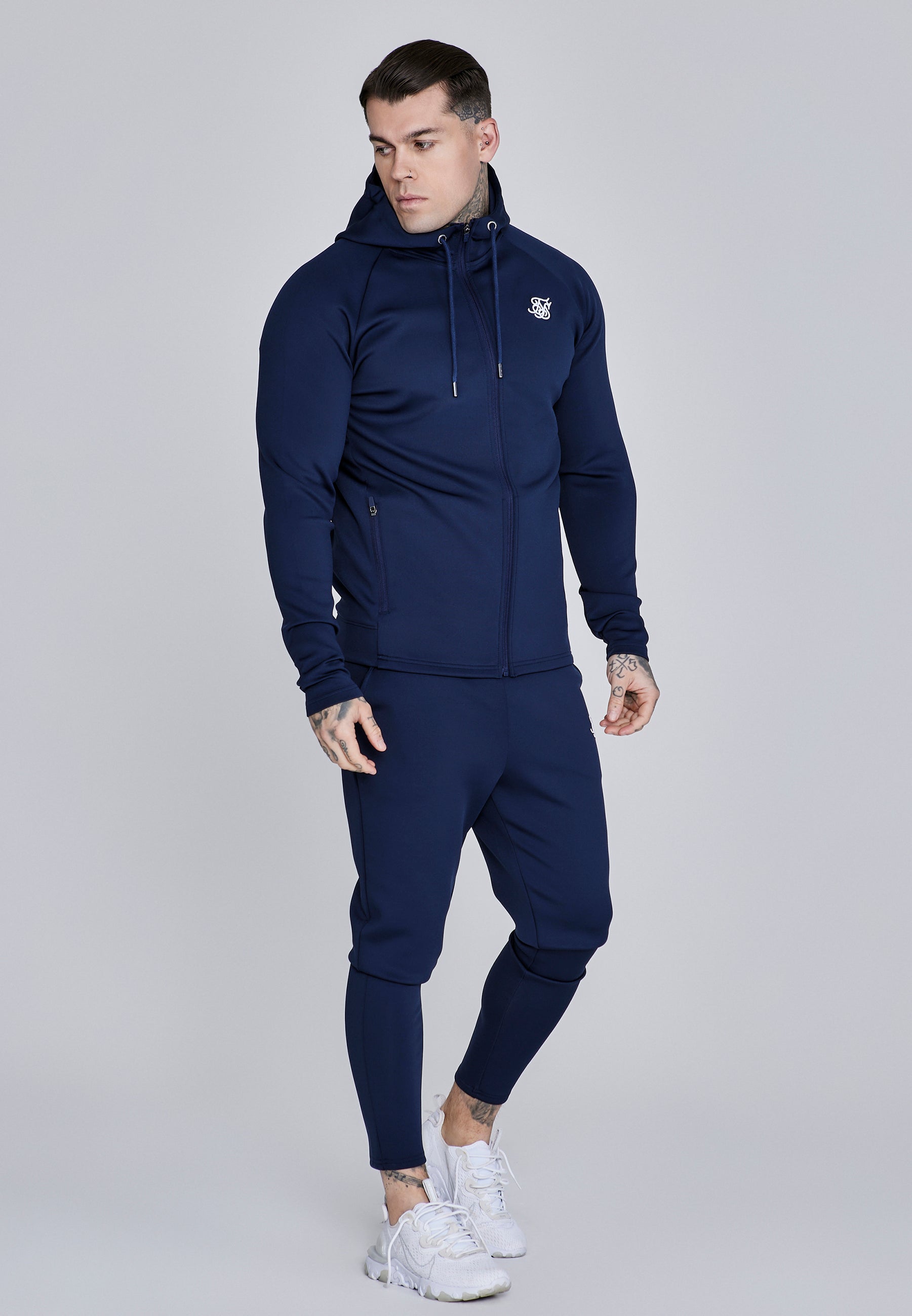 Sweat à capuche Essentials Poly FullZip en bleu marine