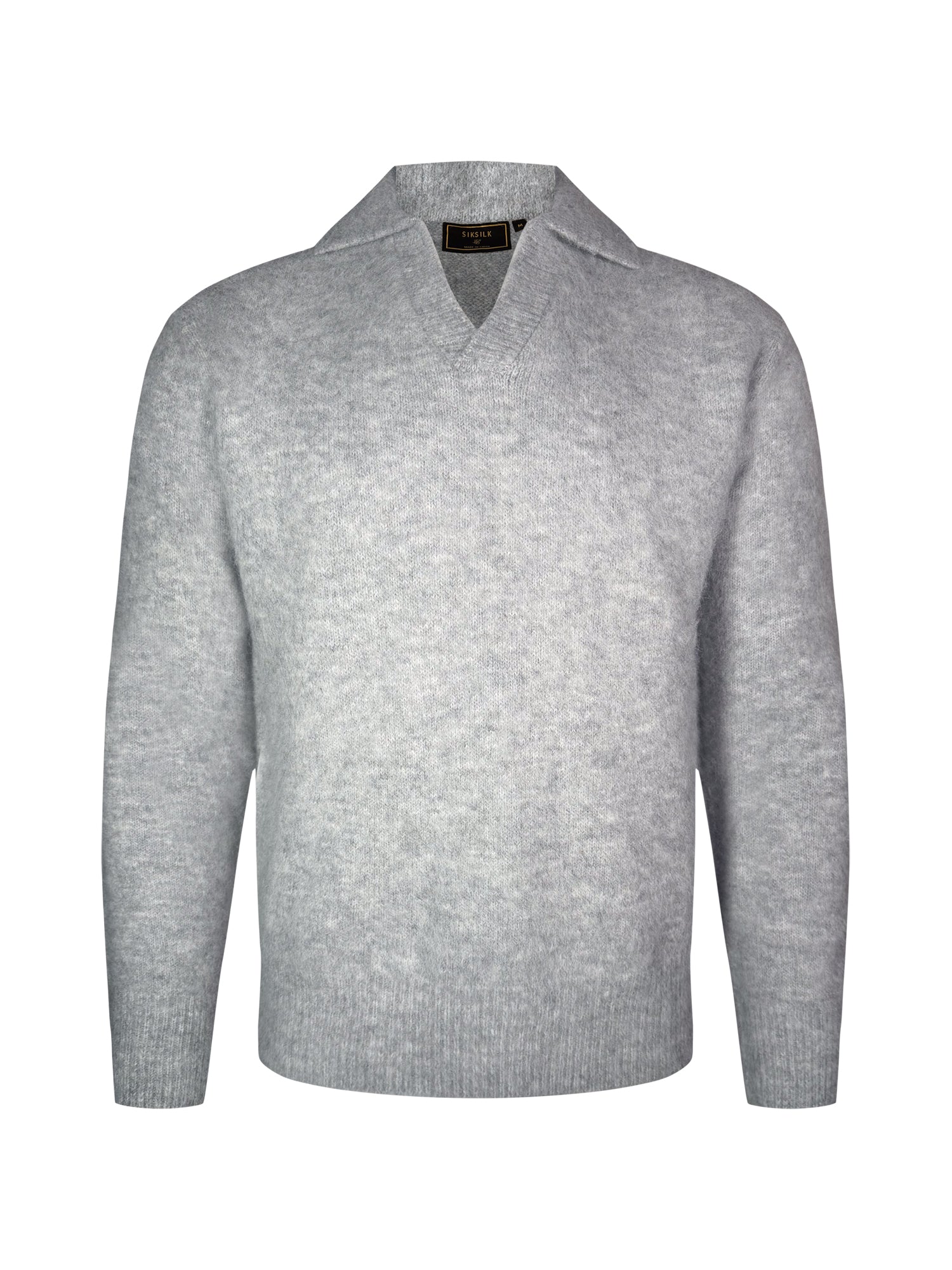 Knitted Polo Sweater in Grey Pulls SikSilk