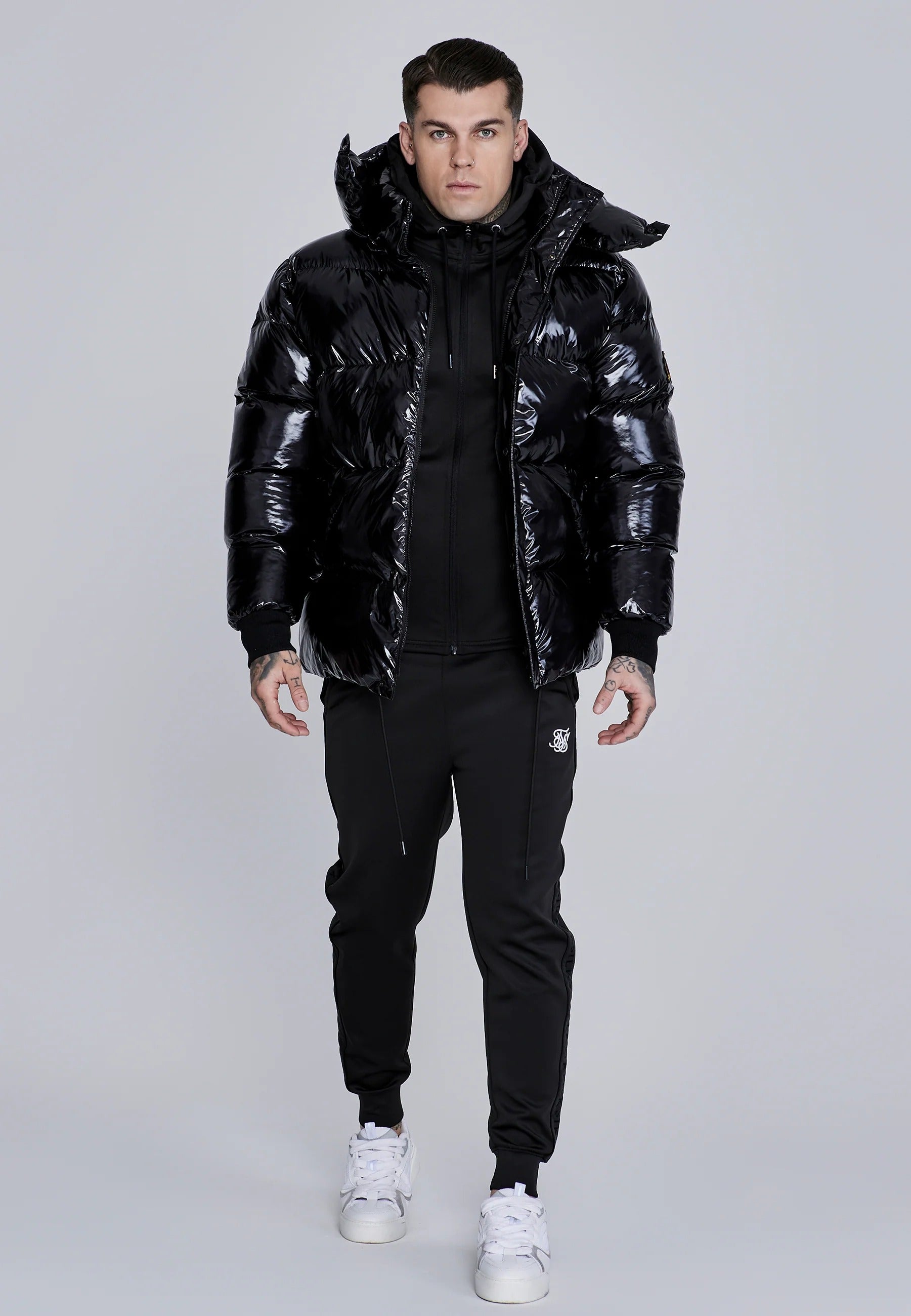 Veste tampon High Shine en noir