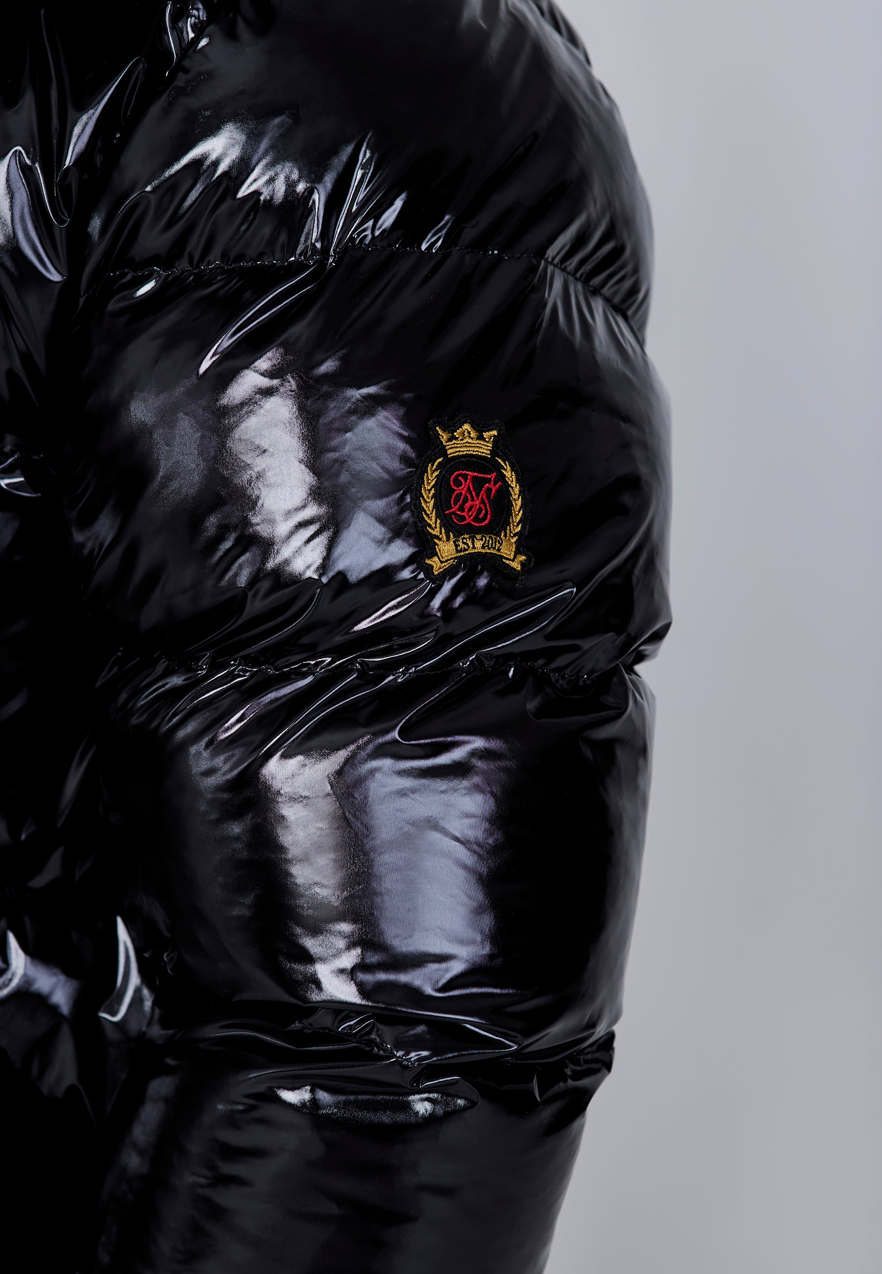 High Shine Puffer Jacket in Black Vestes SikSilk
