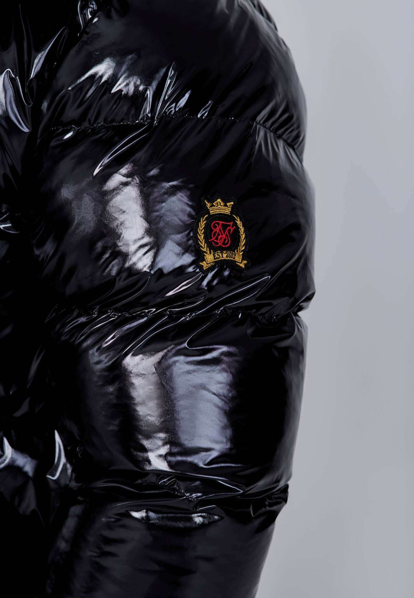 High Shine Puffer Jacket in Black Vestes SikSilk