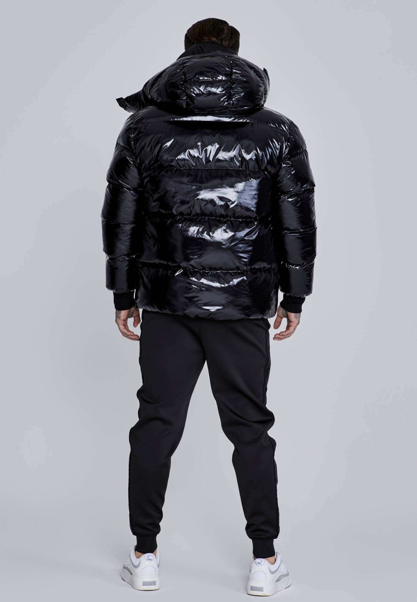High Shine Puffer Jacket in Black Vestes SikSilk