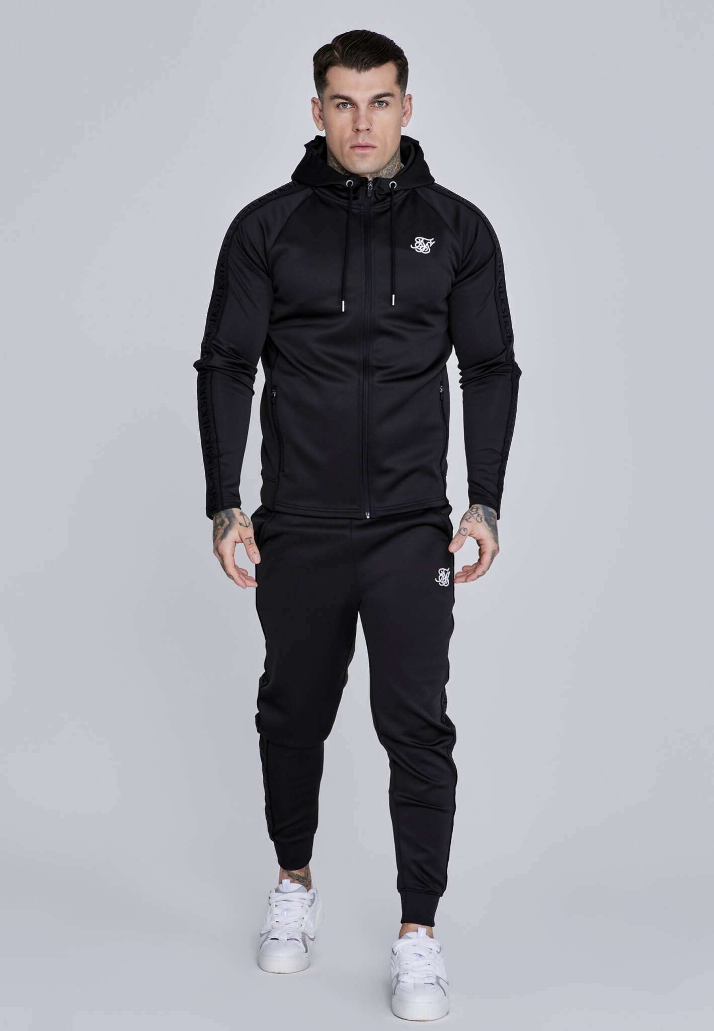 Hoodie And Joggers Set in Black Sets SikSilk