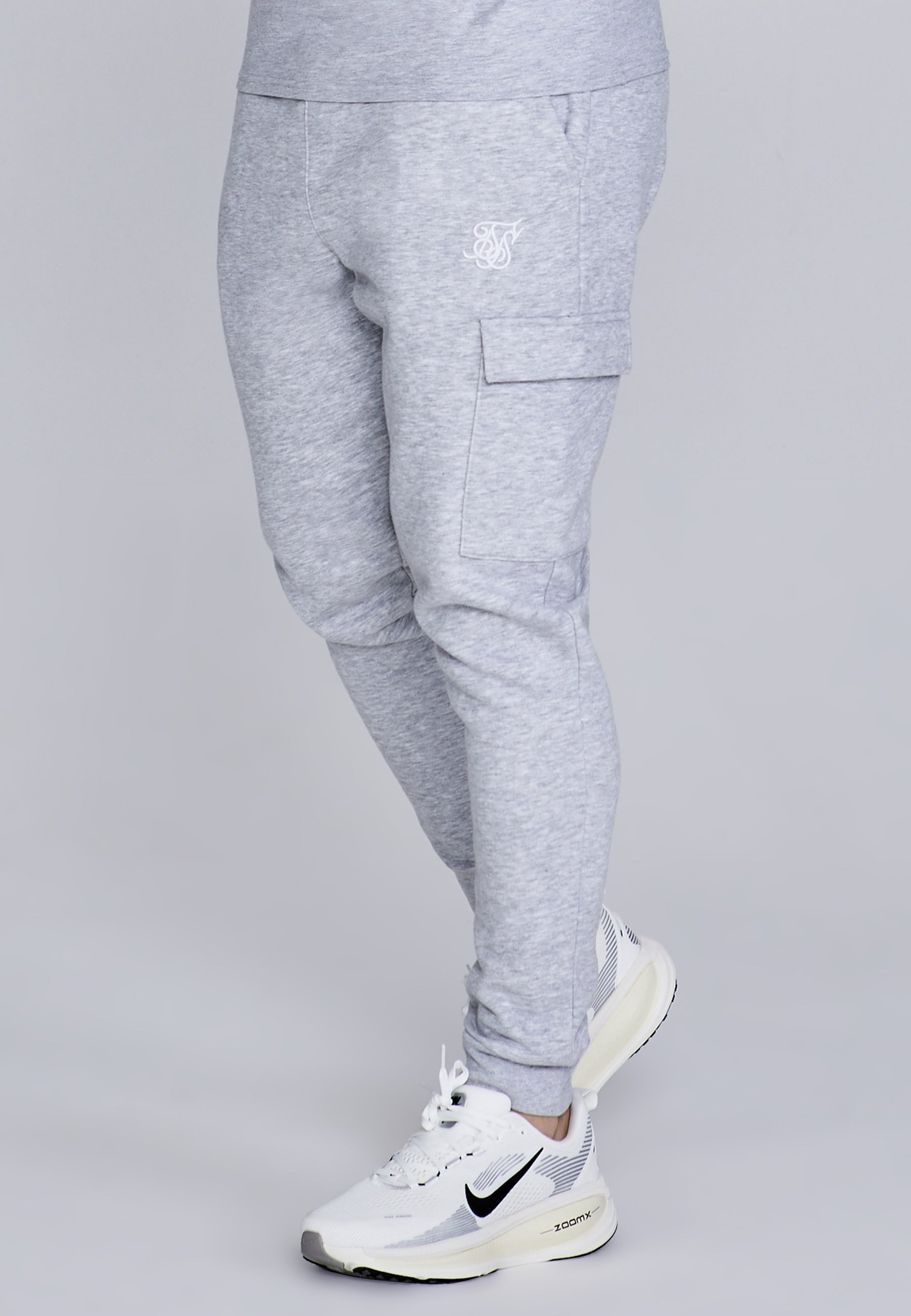 Essentials Cargo Joggers in Grey Marl Pantalon SikSilk