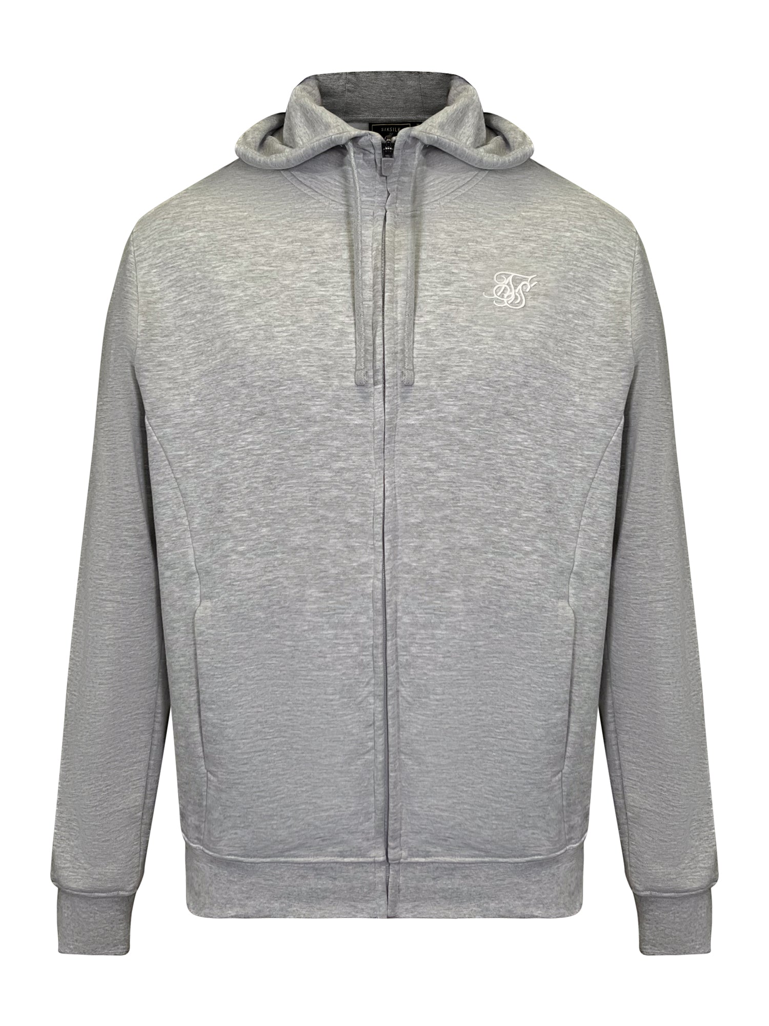 Essentials Full Zip Hoodie in Grey Marl Vestes à capuche SikSilk