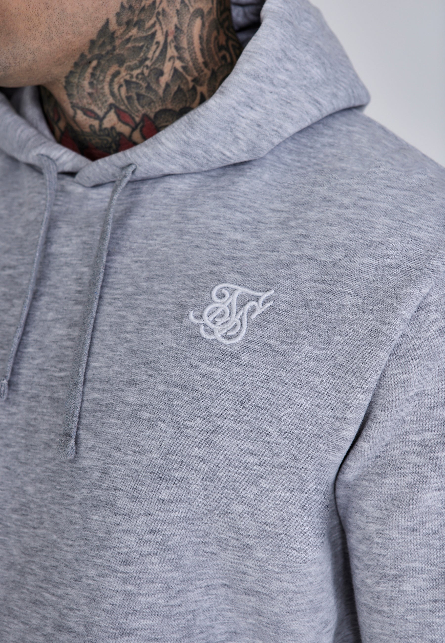 Essentials Hoodie in Grey Marl Sweat à capuche SikSilk