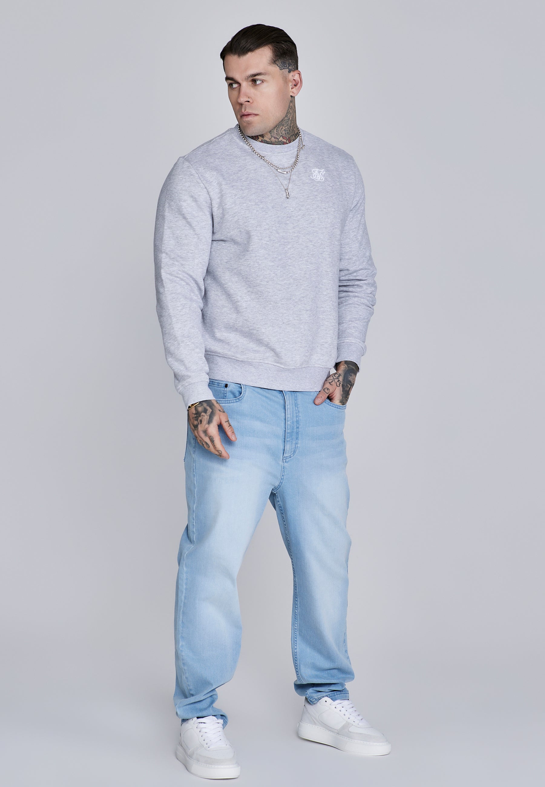 Sweat Essentials in Grey Marl Sweatshirts SikSilk