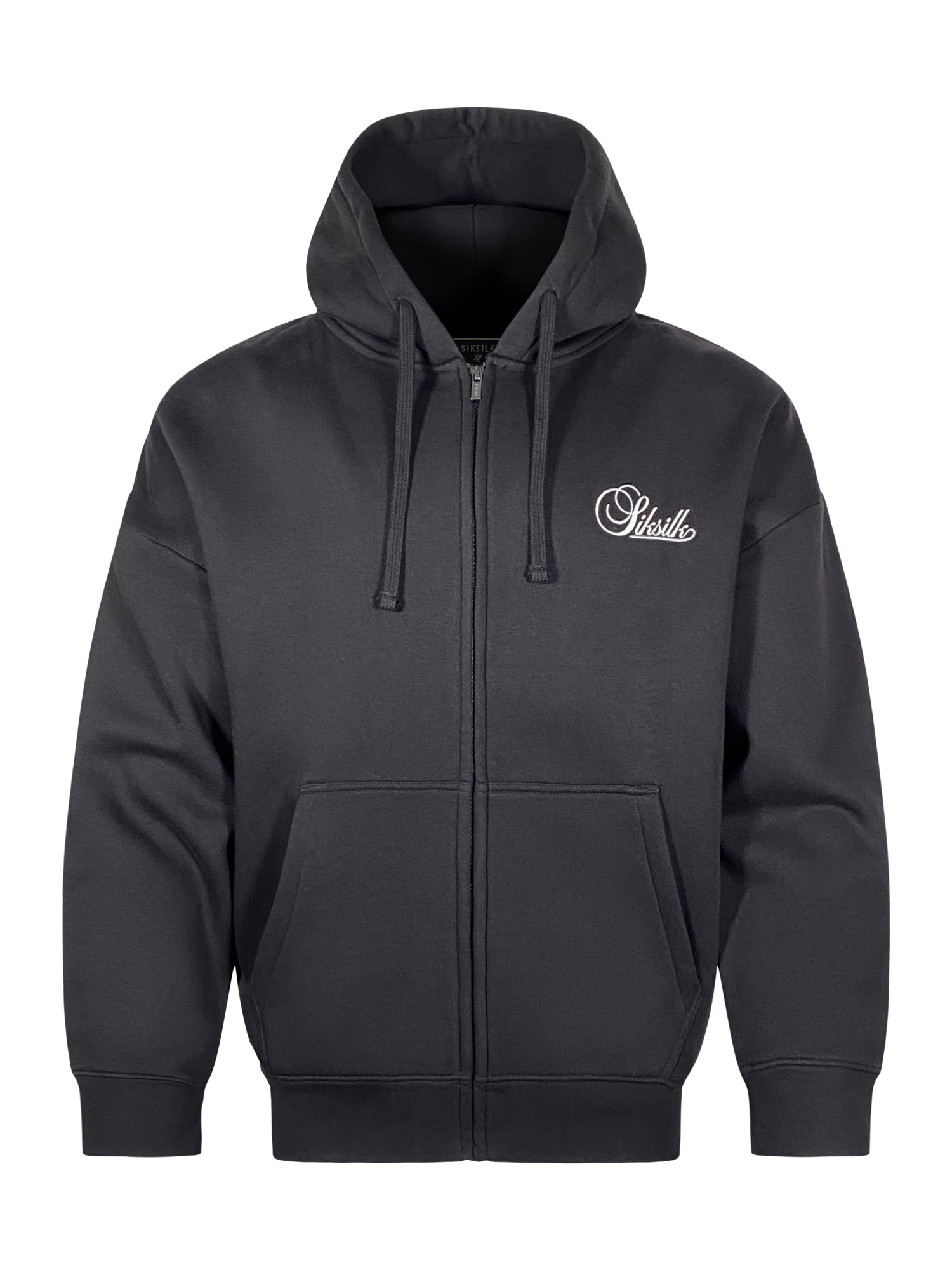 Essentials Full Zip Hoodie in Black Vestes à capuche SikSilk