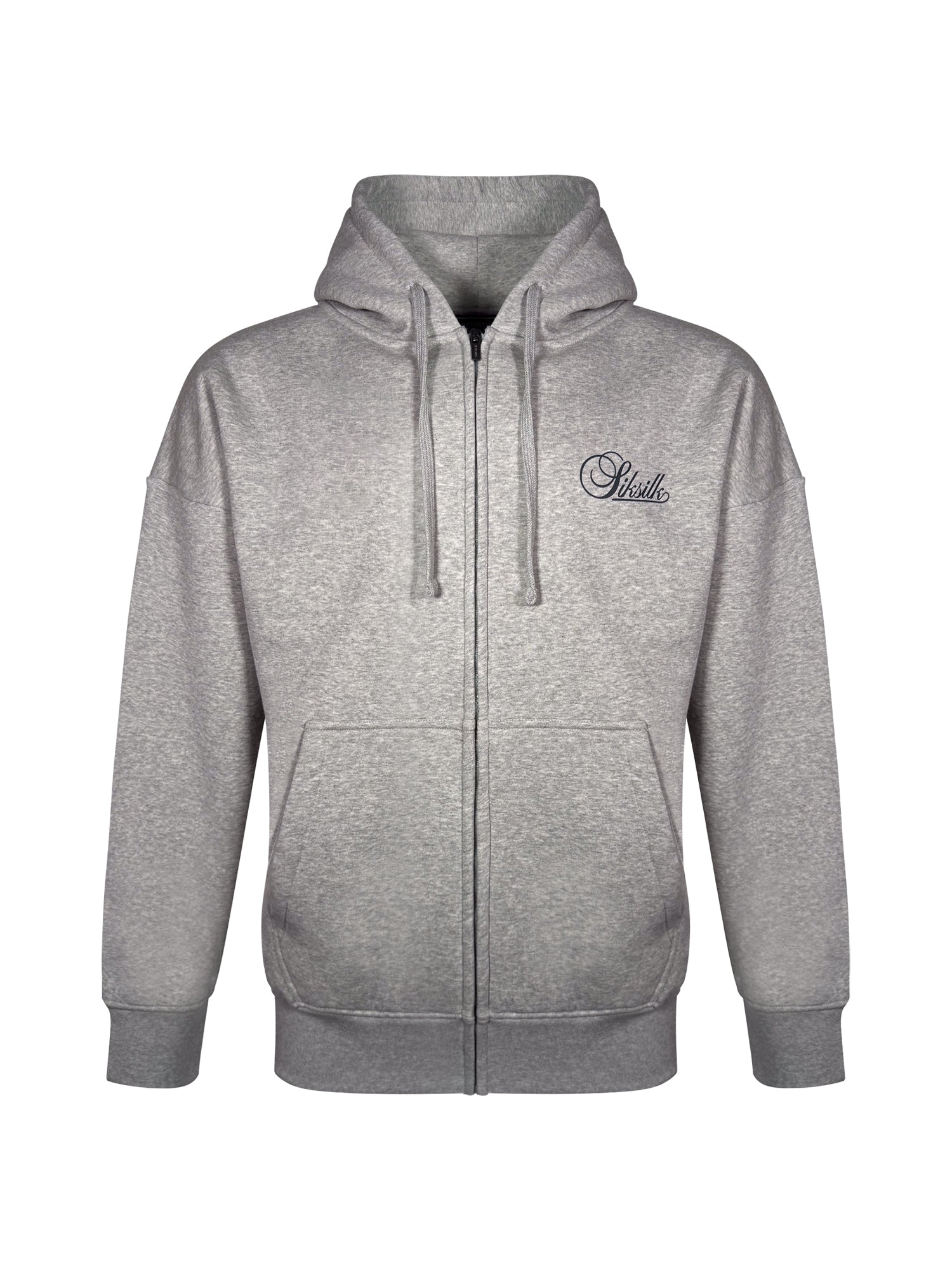 Essentials Full Zip Hoodie in Grey Marl Vestes à capuche SikSilk