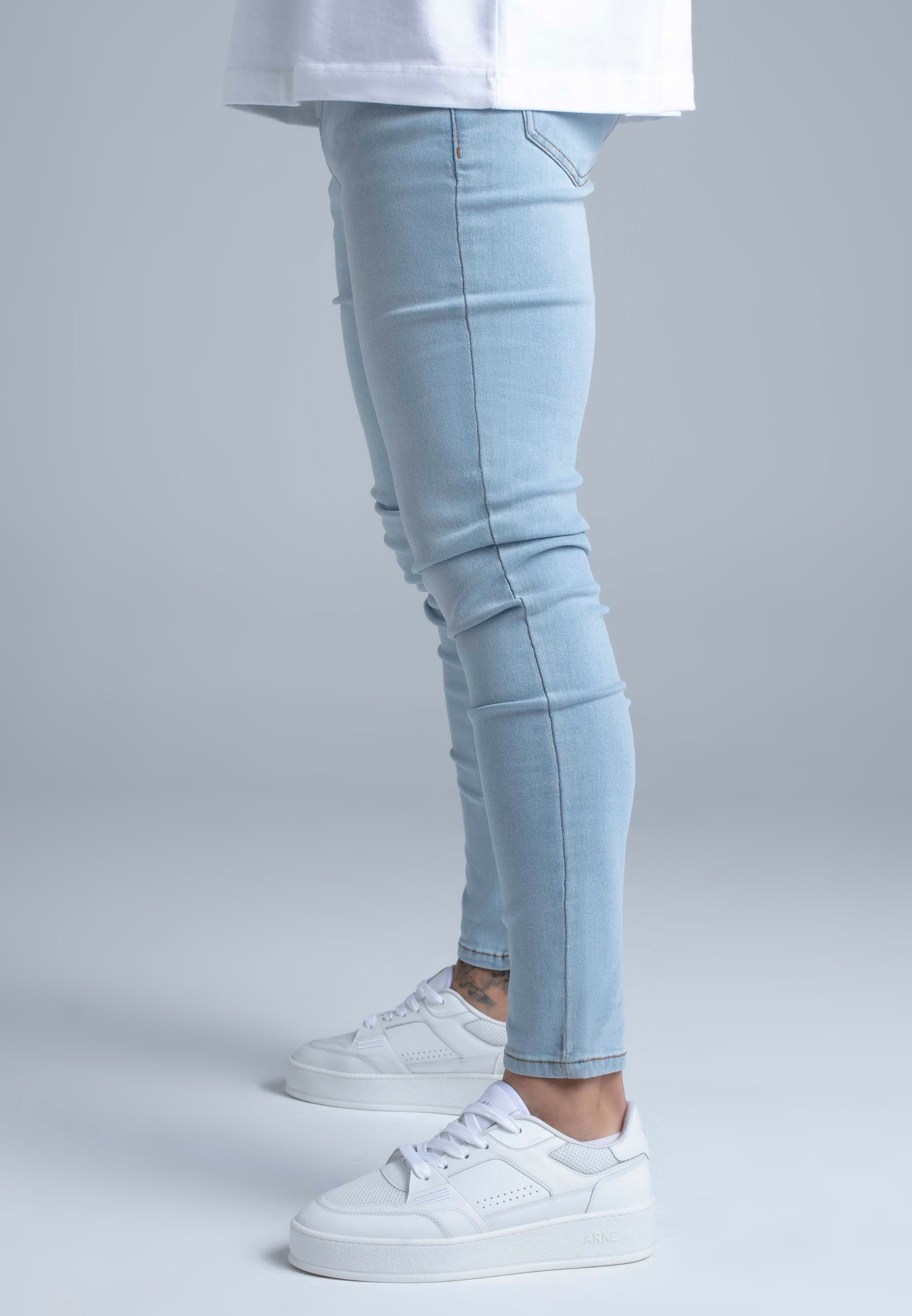 Jean skinny bleu clair délavé