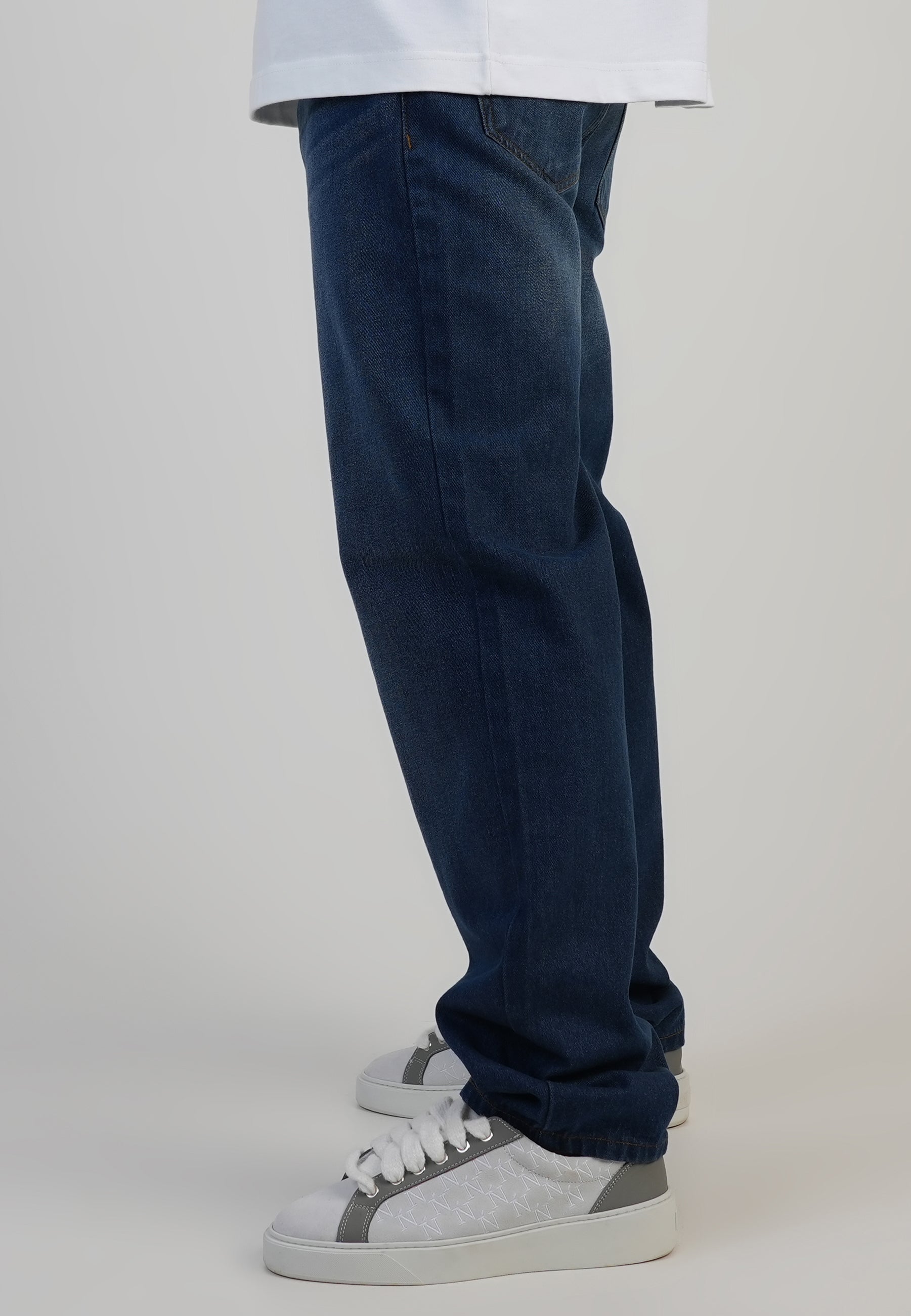 Jeans coupe droite délavé bleu foncé Jeans SikSilk
