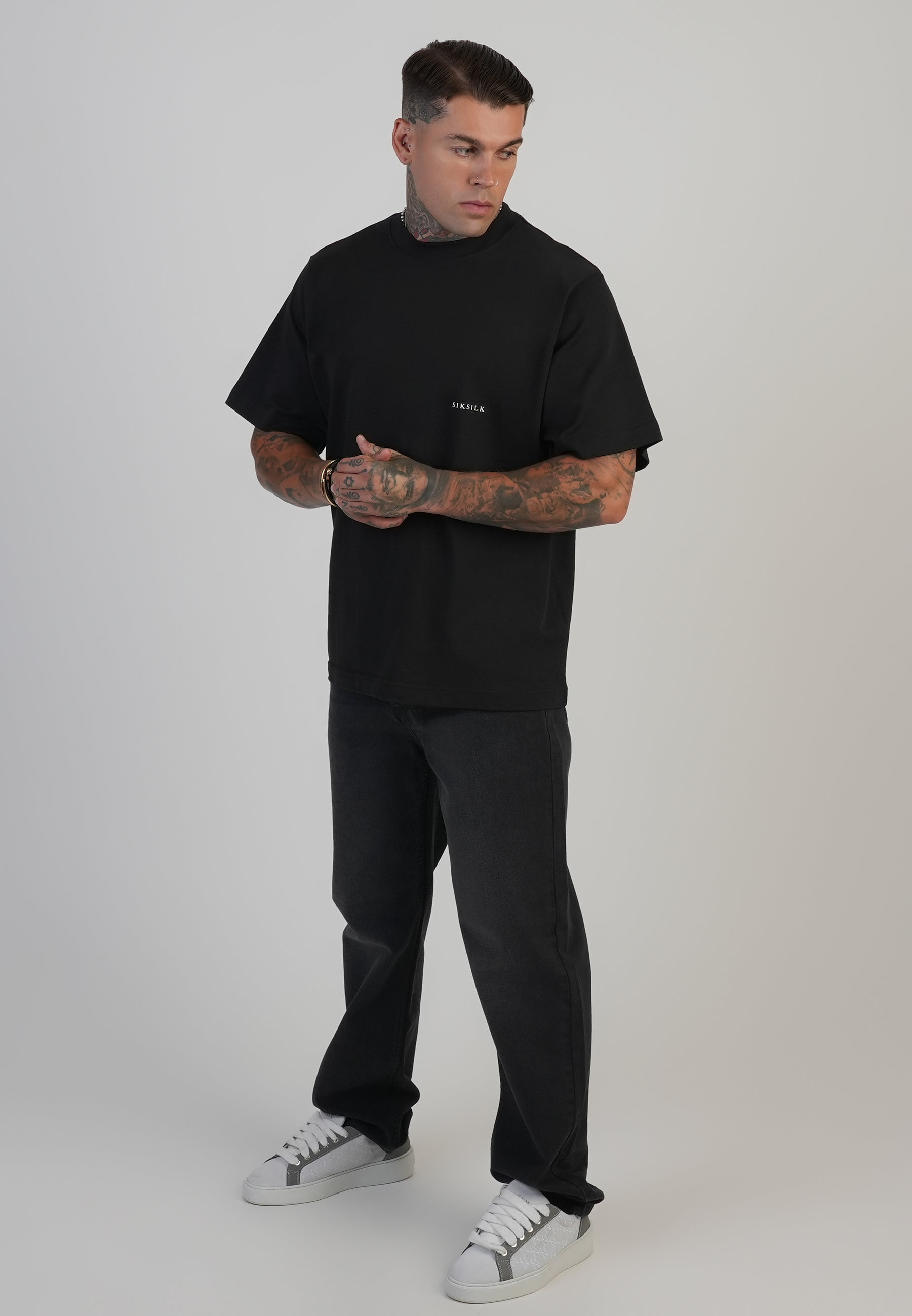 Jeans coupe droite délavé noir Jeans SikSilk