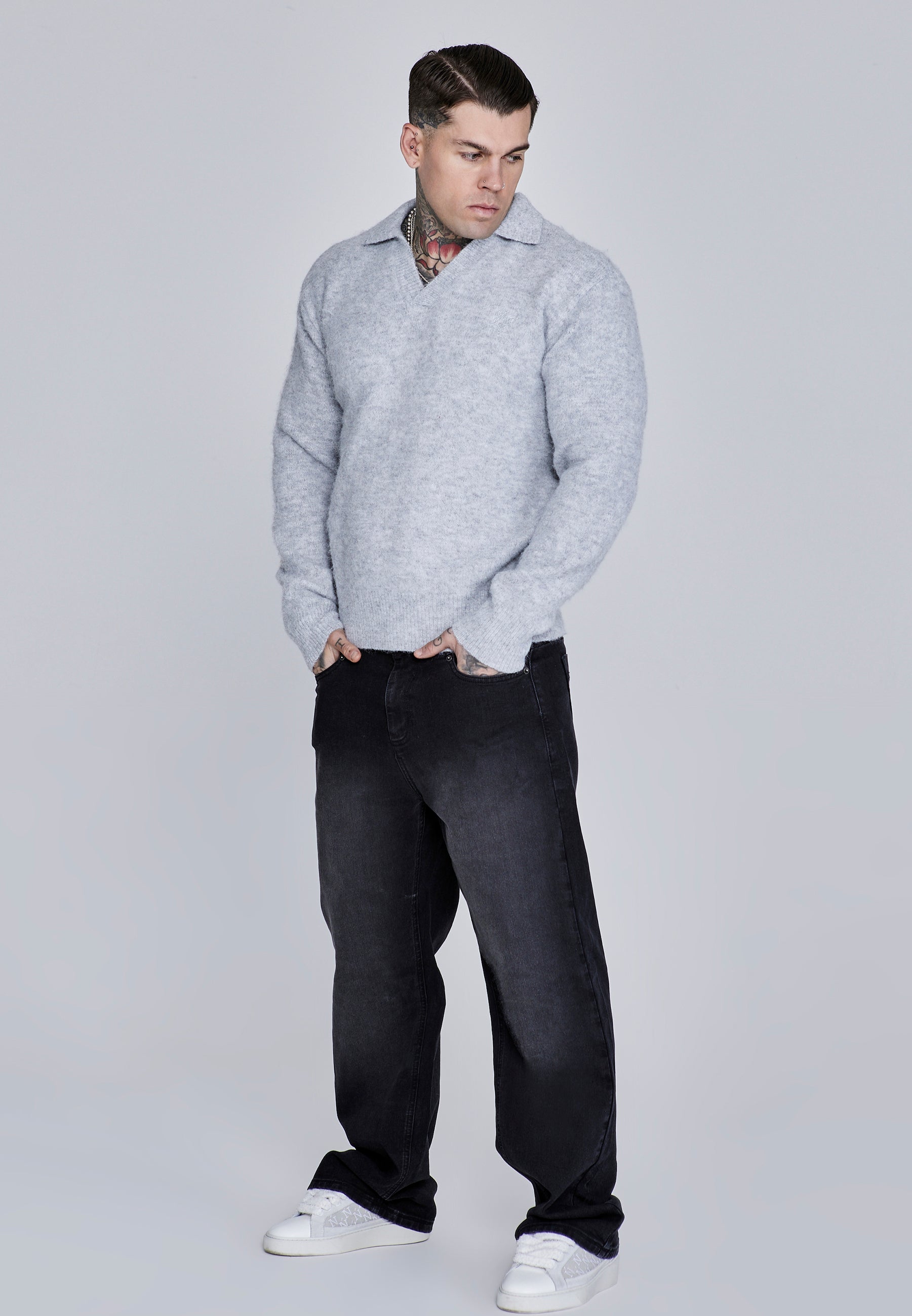 Jeans Loose Fit en noir délavé Jeans SikSilk