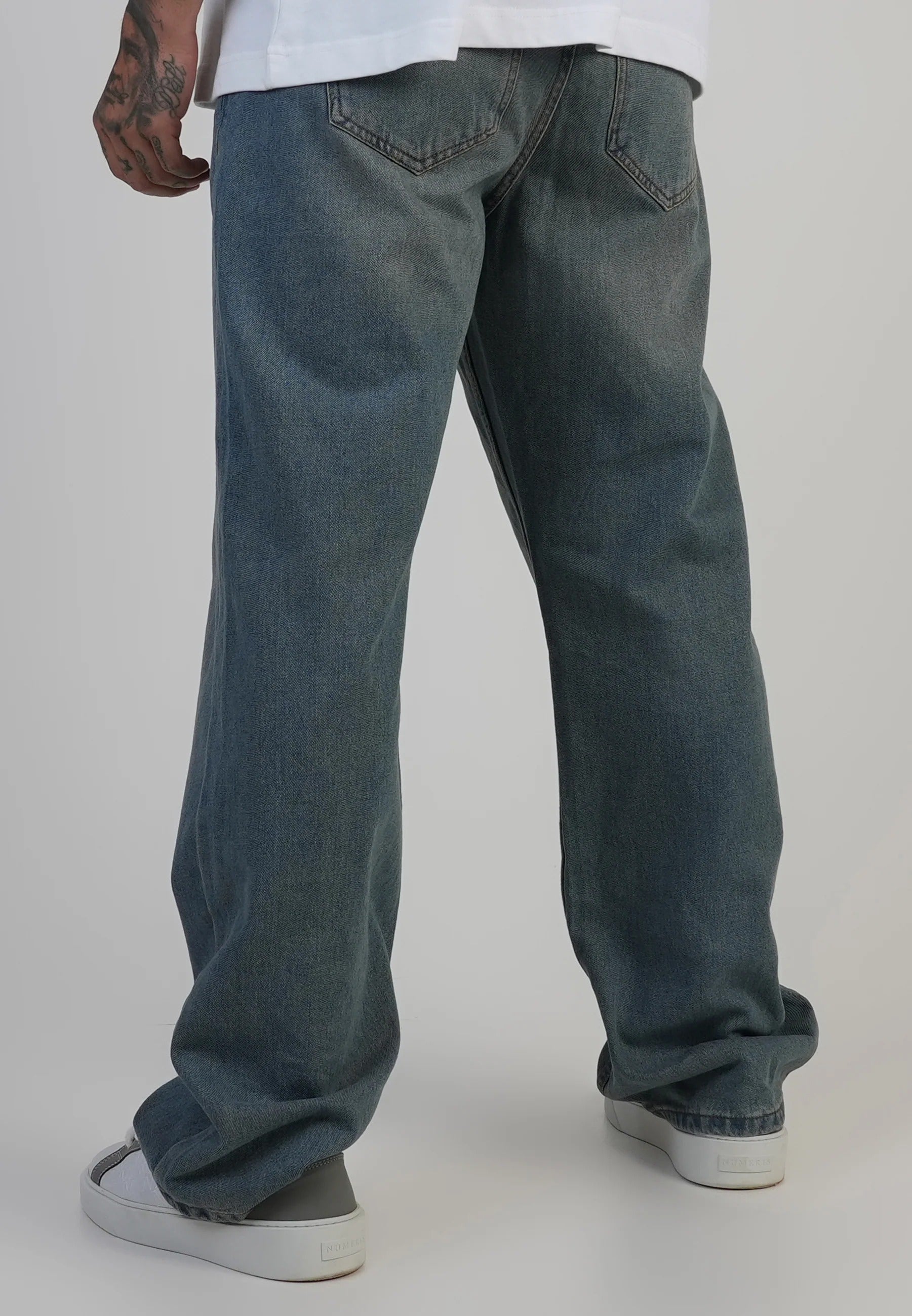 Jeans Loose Fit en bleu vintage délavé