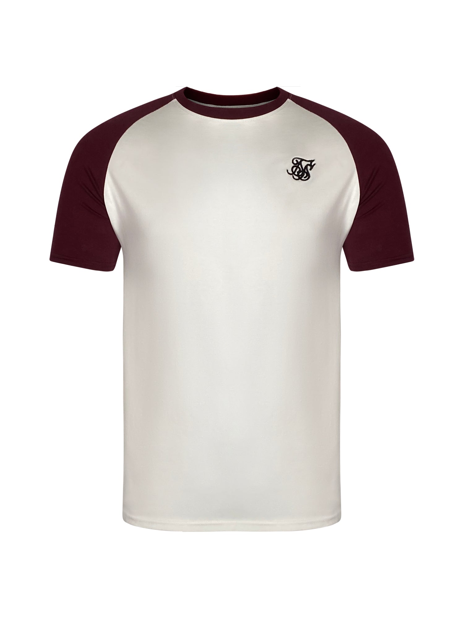 T-shirt raglan en blanc, bordeaux T-shirts SikSilk