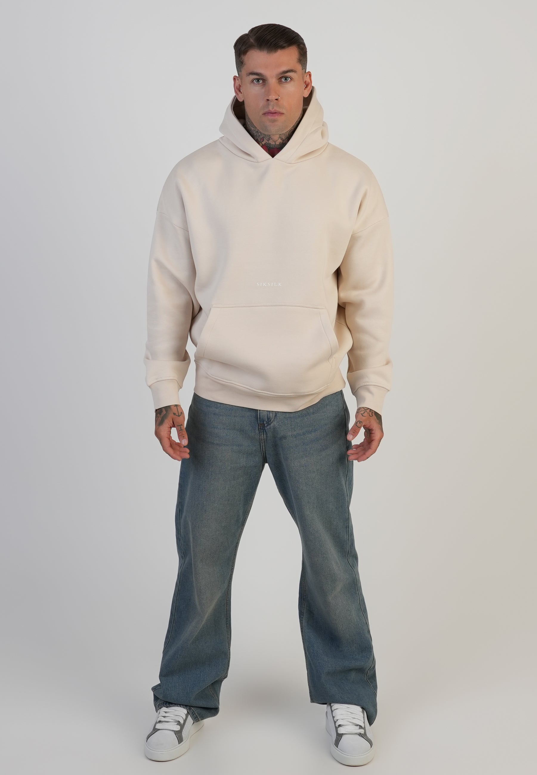 Sweat à capuche graphique écru SikSilk