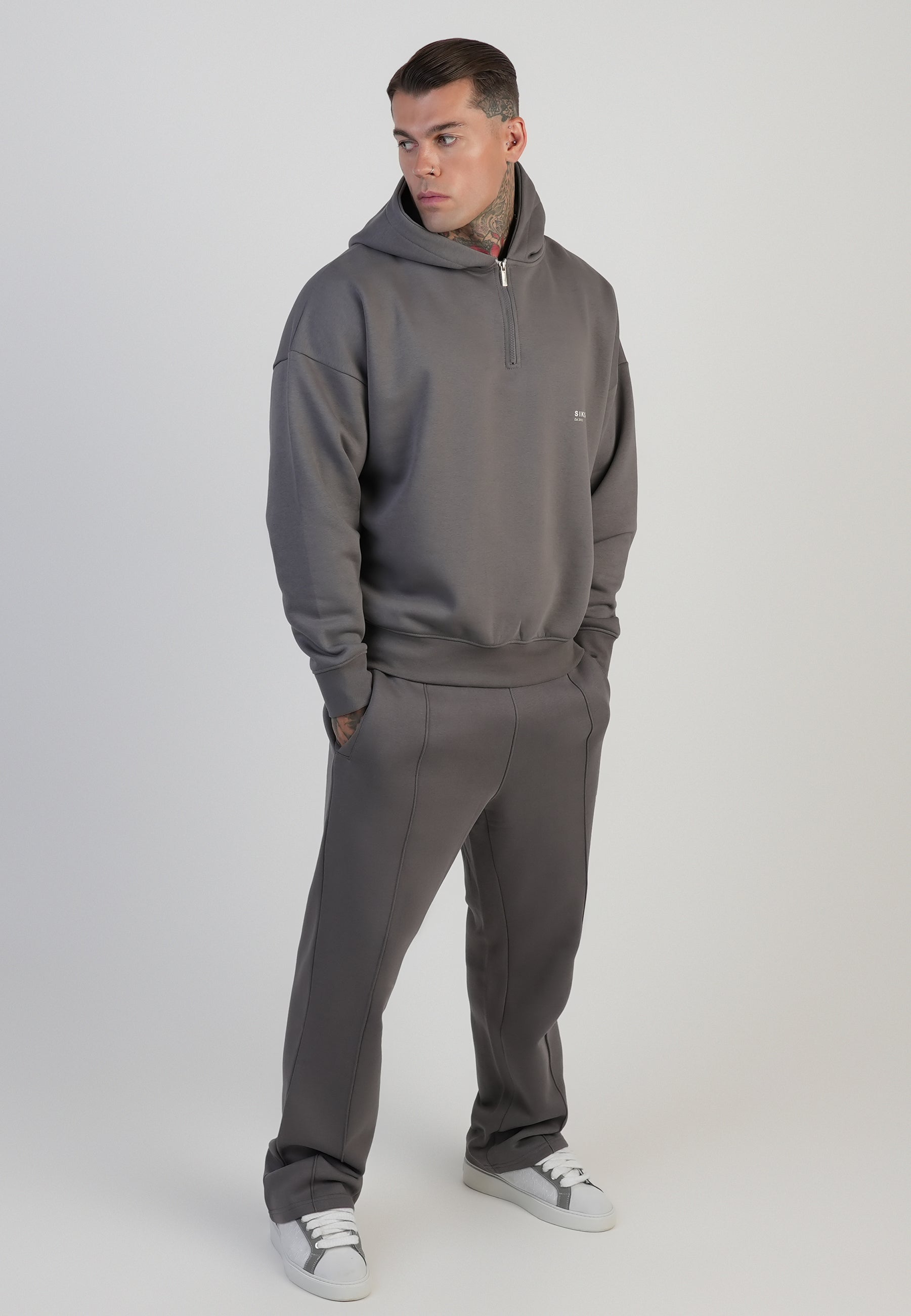 Sweat à capuche graphique gris SikSilk