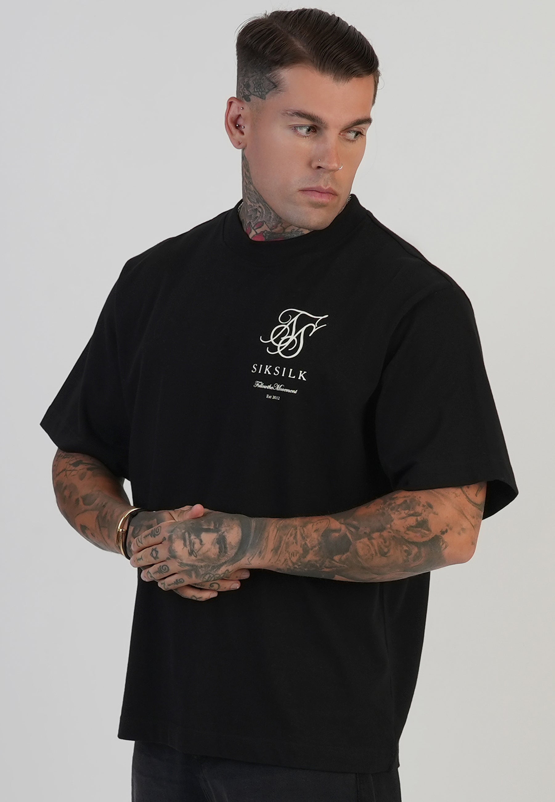 T-shirt à logo en T-shirts noirs SikSilk
