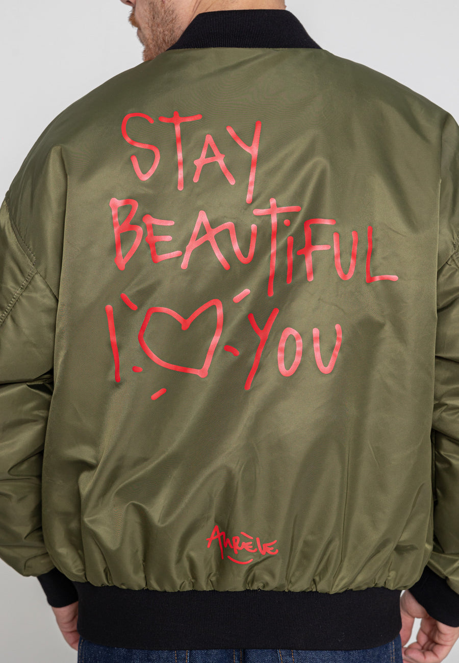 Stay Beautiful M Bombers en kaki Vestes Bombers Original