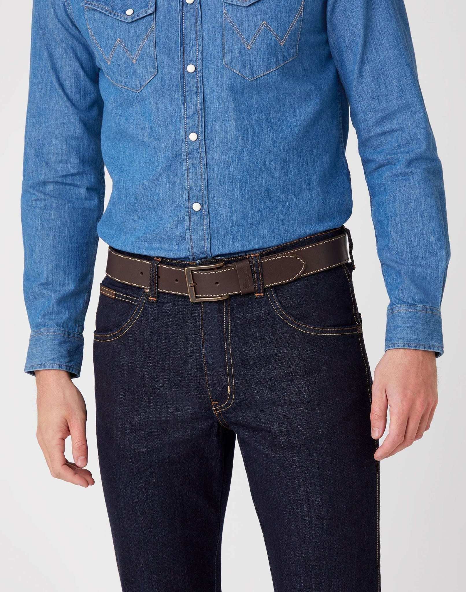 Stitched Belt in Brown Ceinture Wrangler