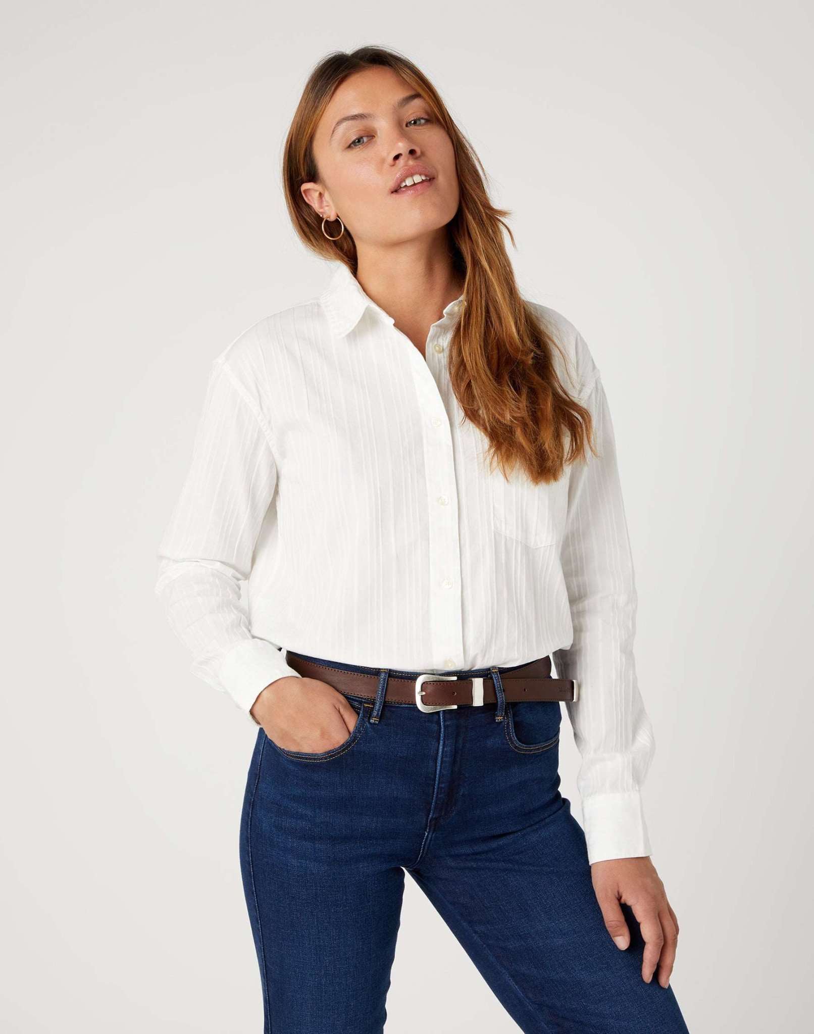 Leather Belt in Brown Ceinture Wrangler