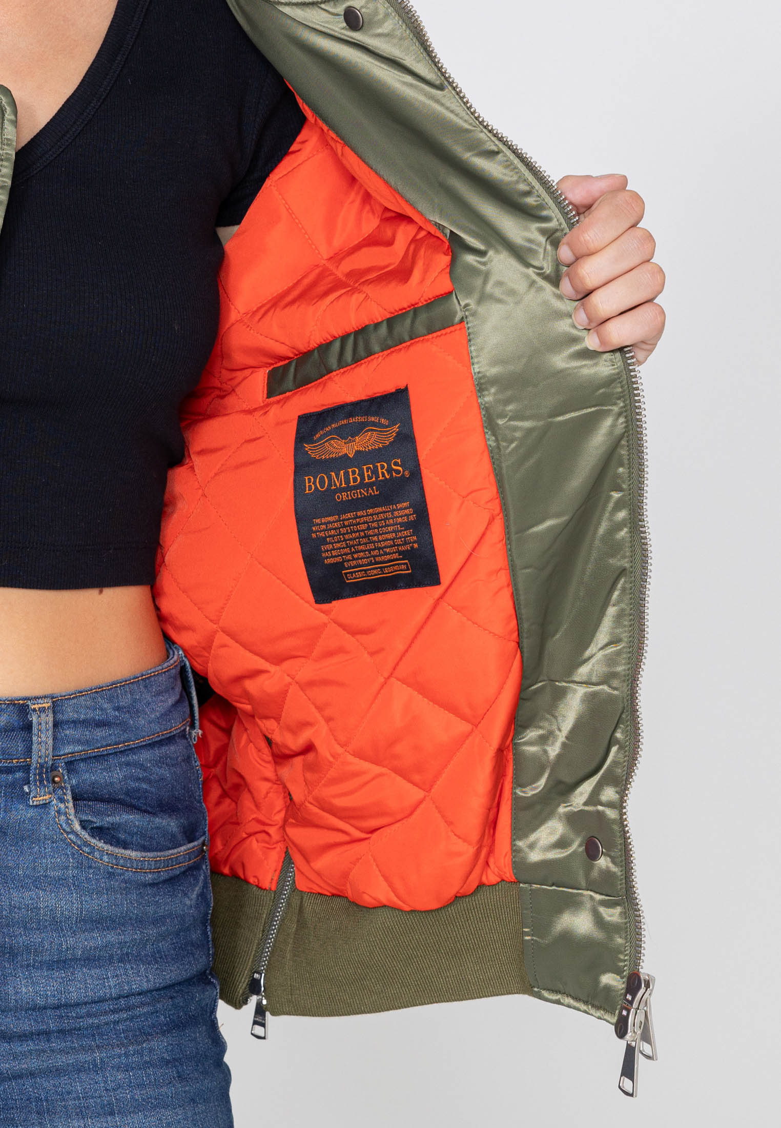 Bombardier Wavy U à Kaki Vestes Bombers Original