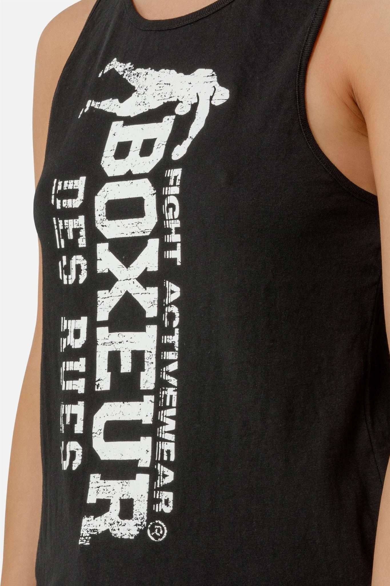 Basic Tank Top With Front Logo in Black Débardeurs Boxeur des Rues