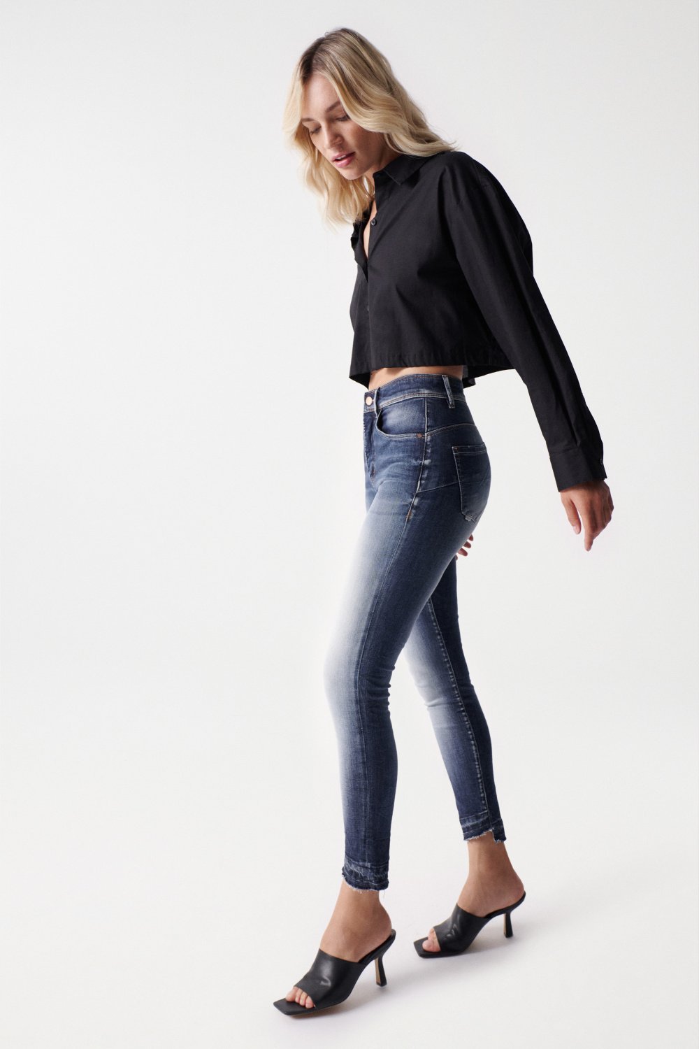 Secret Glamour Cropped Push-In en jean Dark Wash Salsa Jeans