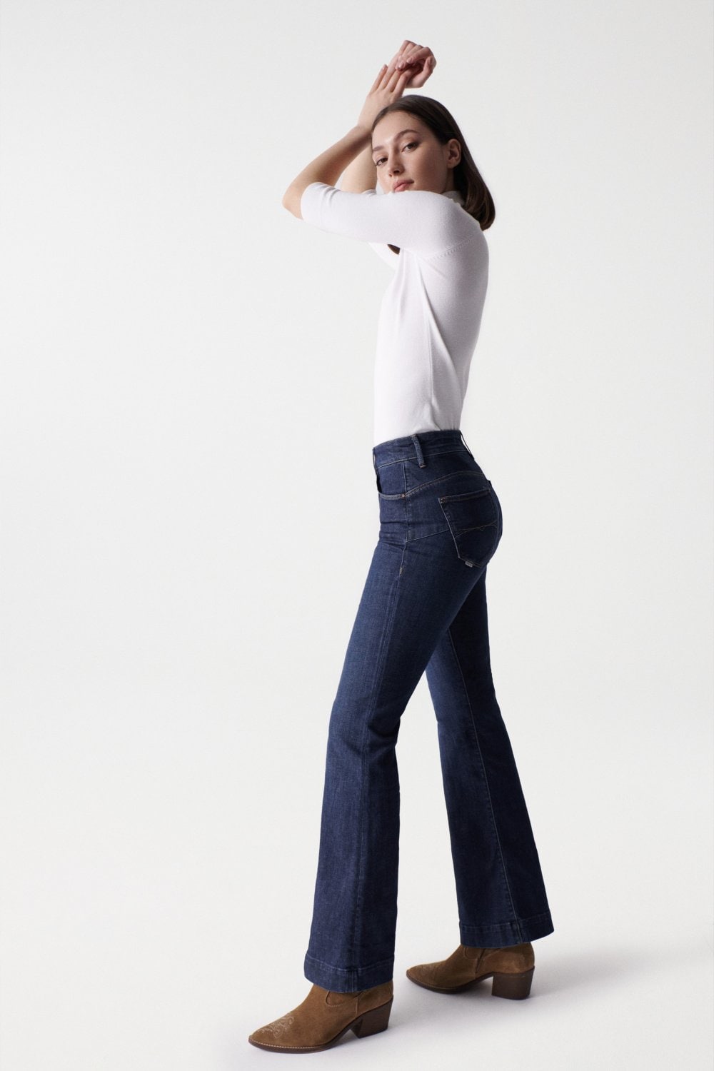 Jeans Glamour Flare Push-In en Dark Wash Salsa Jeans