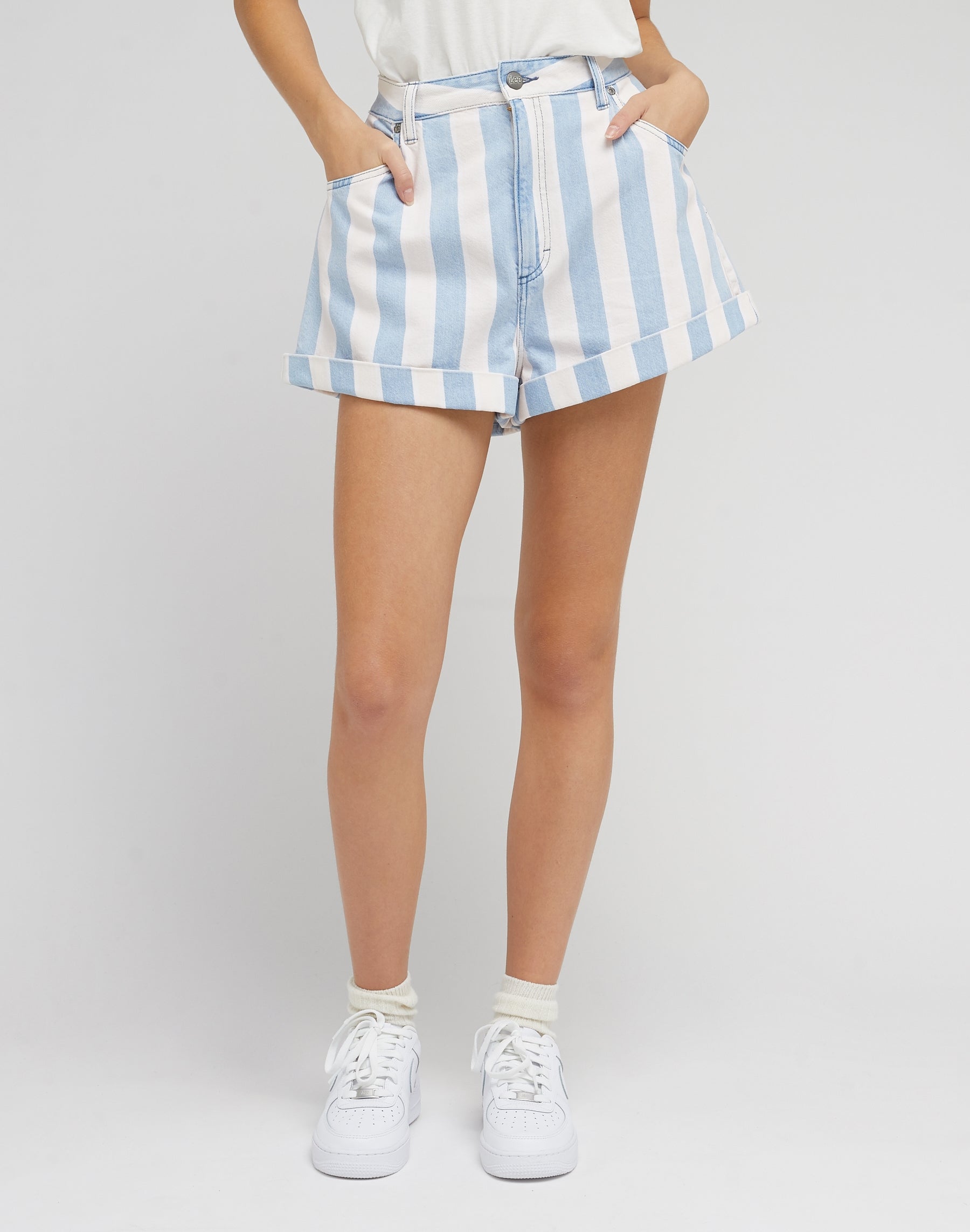 Pleated Short en jeans Mid Stripe Lee