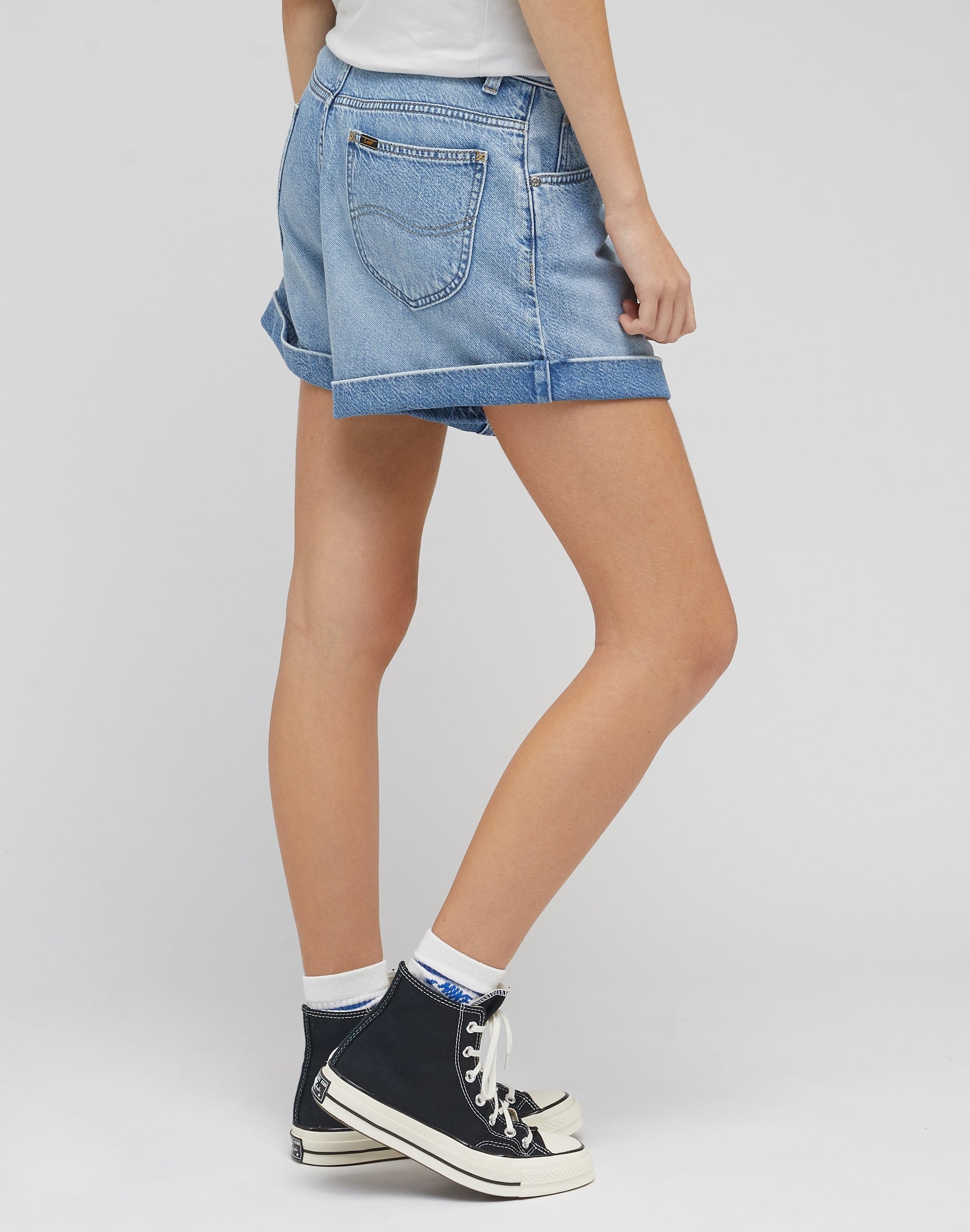 Short en jean bleu frosted Pleated Lee