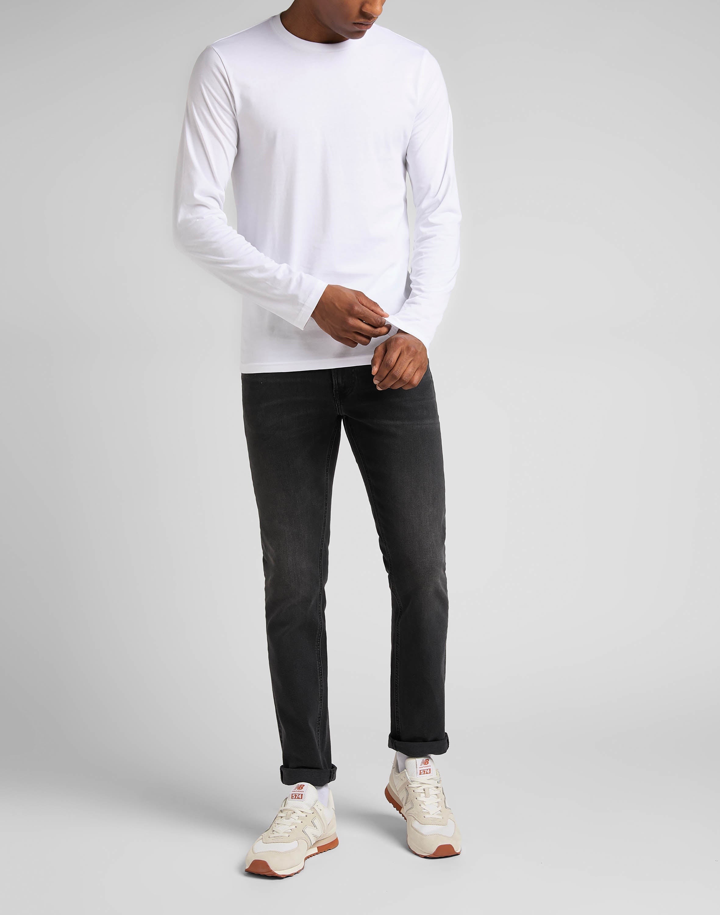 Twin Pack Crew Long Sleeve in Black/White Chemises Lee