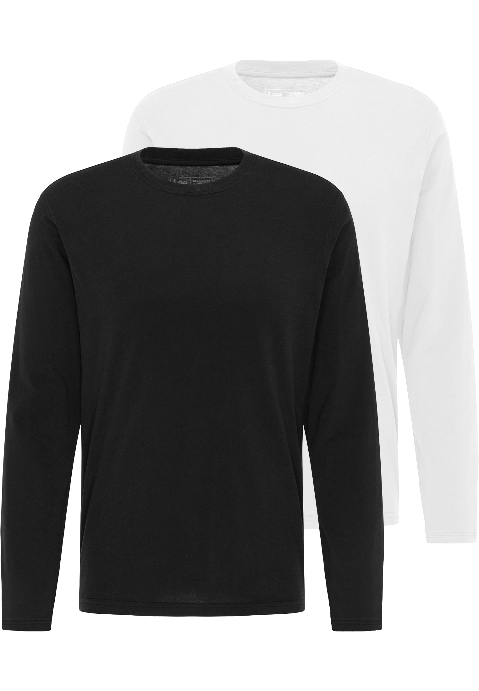 Twin Pack Crew Long Sleeve in Black/White Chemises Lee