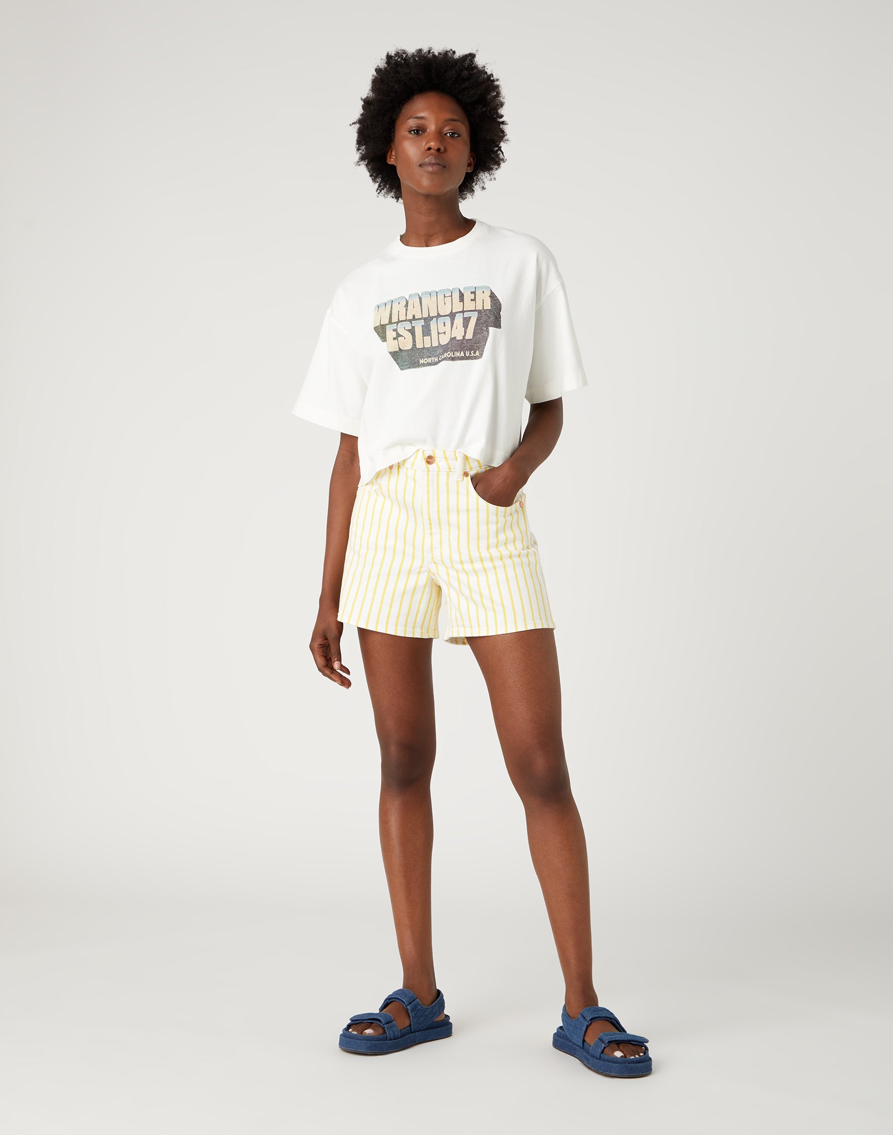 Donna in Sunshine Stripes Short en jean Wrangler