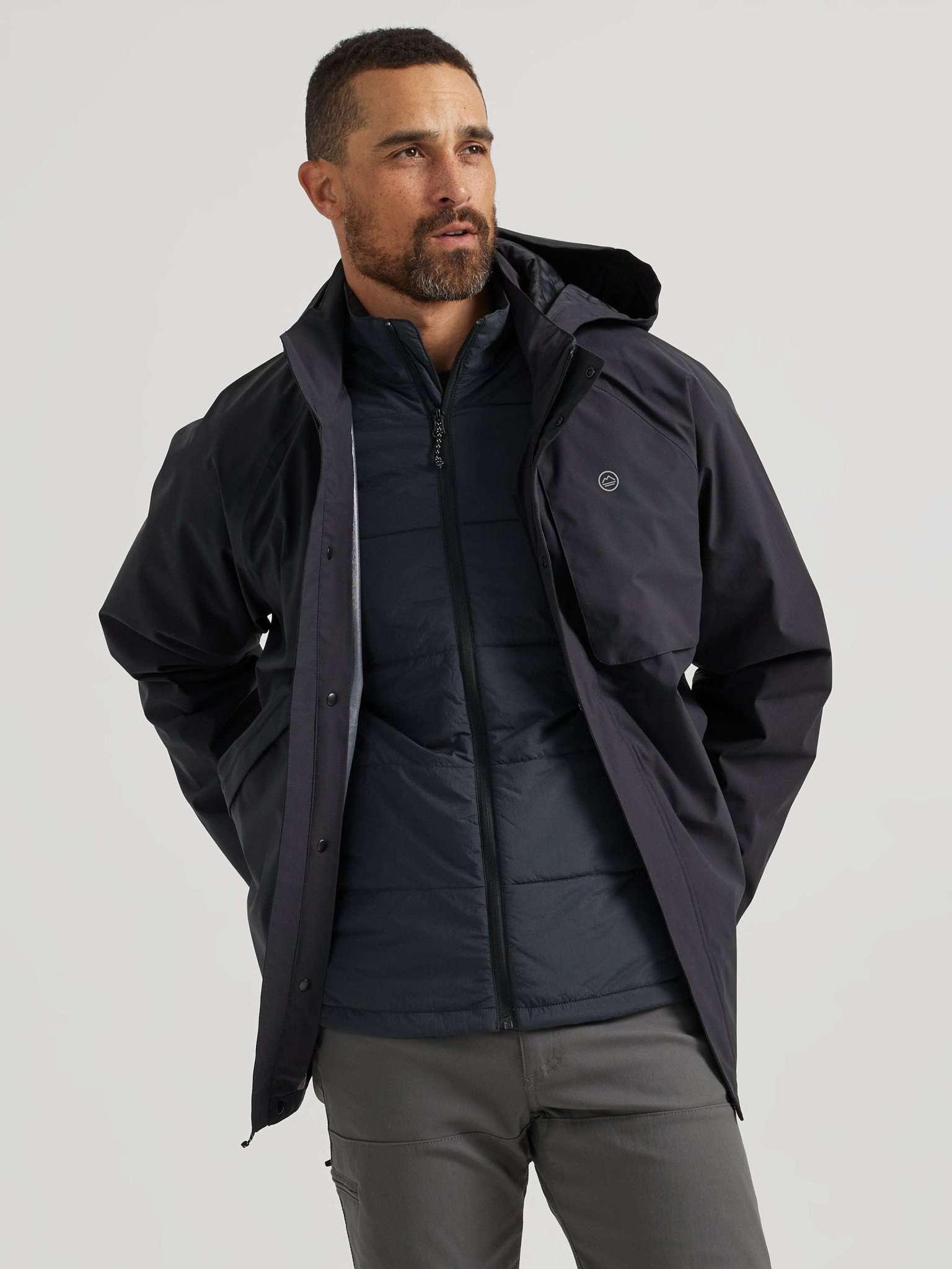 Waterproof Jacket in Jet Black Vestes Wrangler   