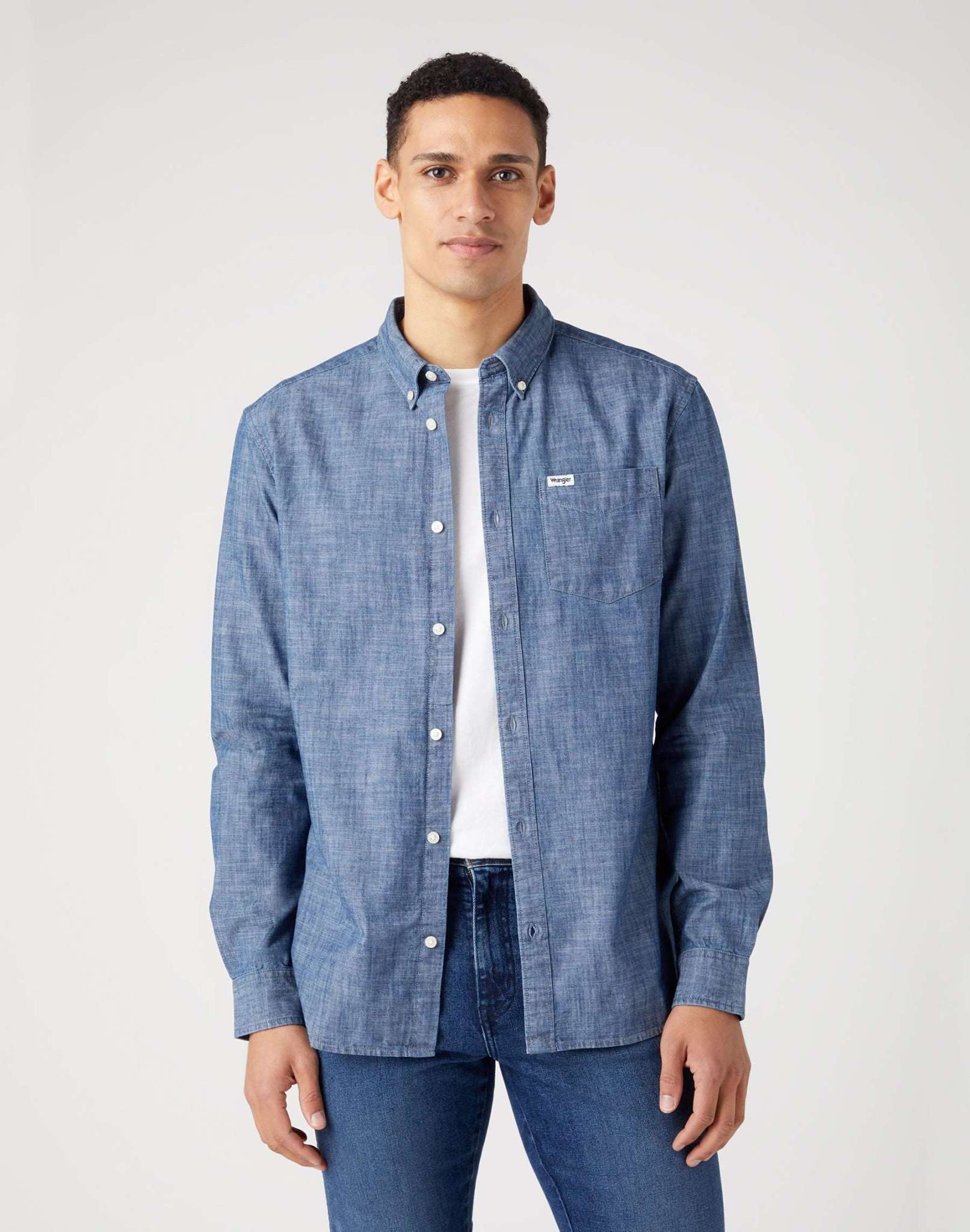 LS 1 Pocket Button Down Shirt in Dark Indigo Chemises Wrangler   