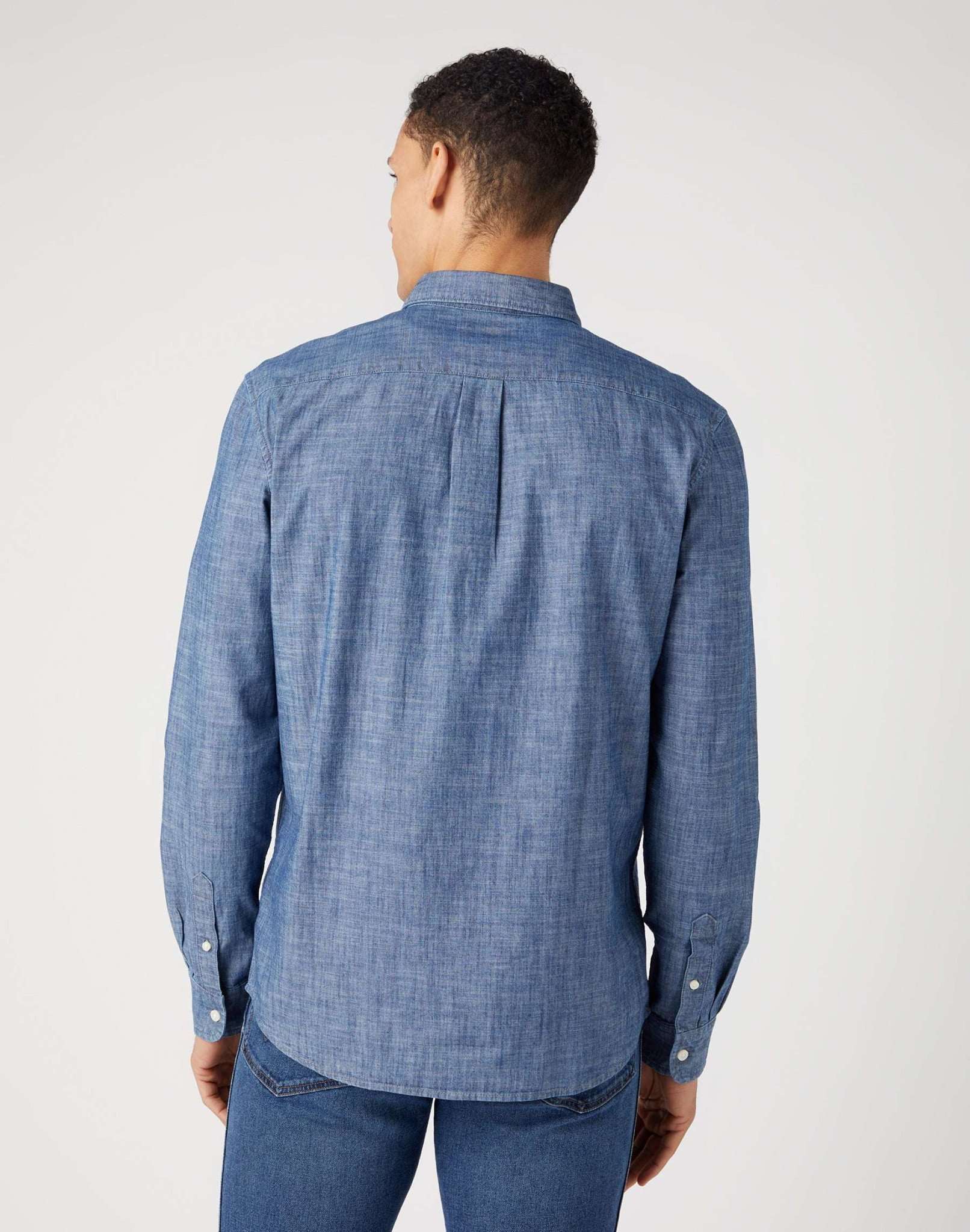 LS 1 Pocket Button Down Shirt in Dark Indigo Chemises Wrangler   