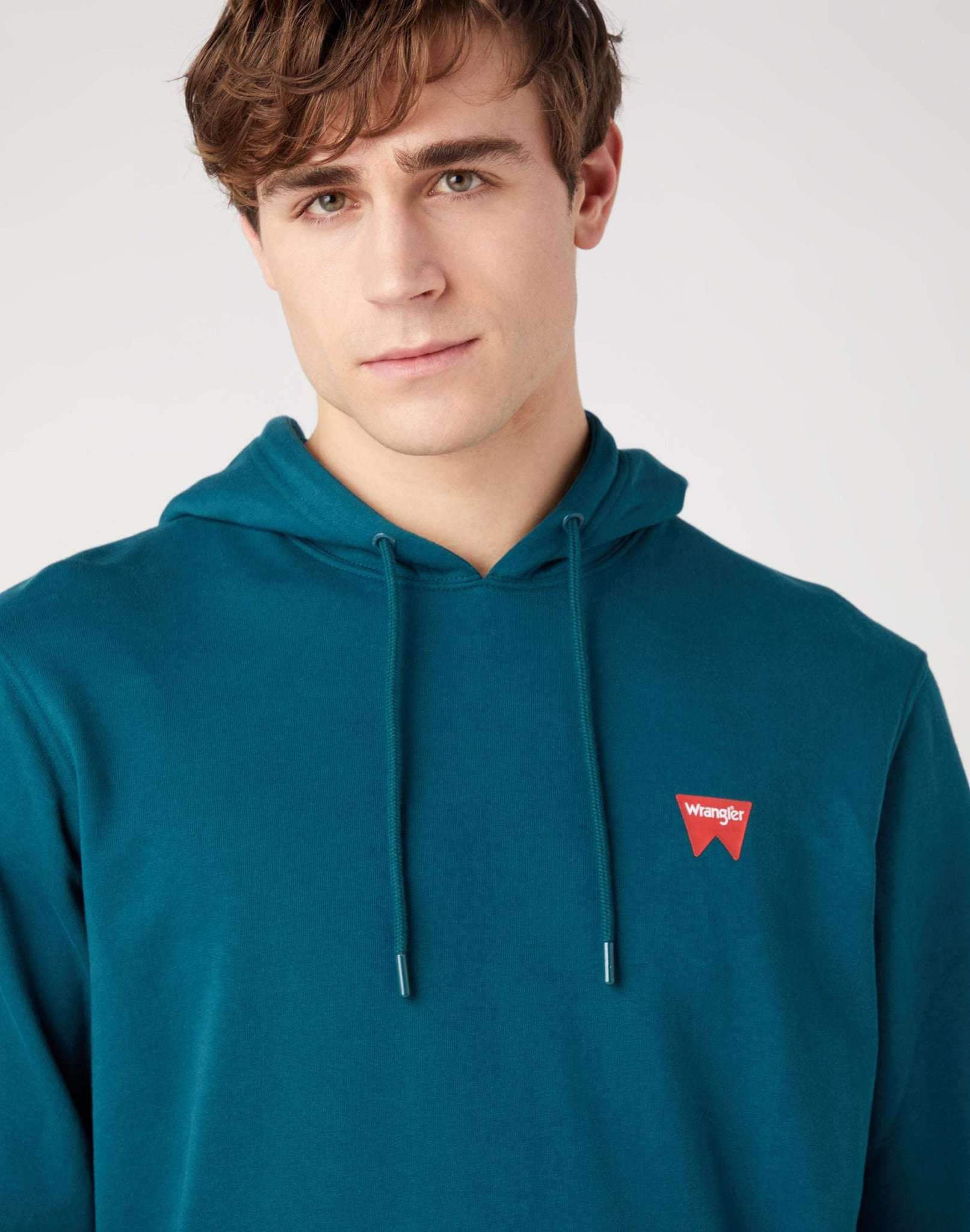 Sign Off Hoodie in Deep Teal Green Sweat à capuche Wrangler   