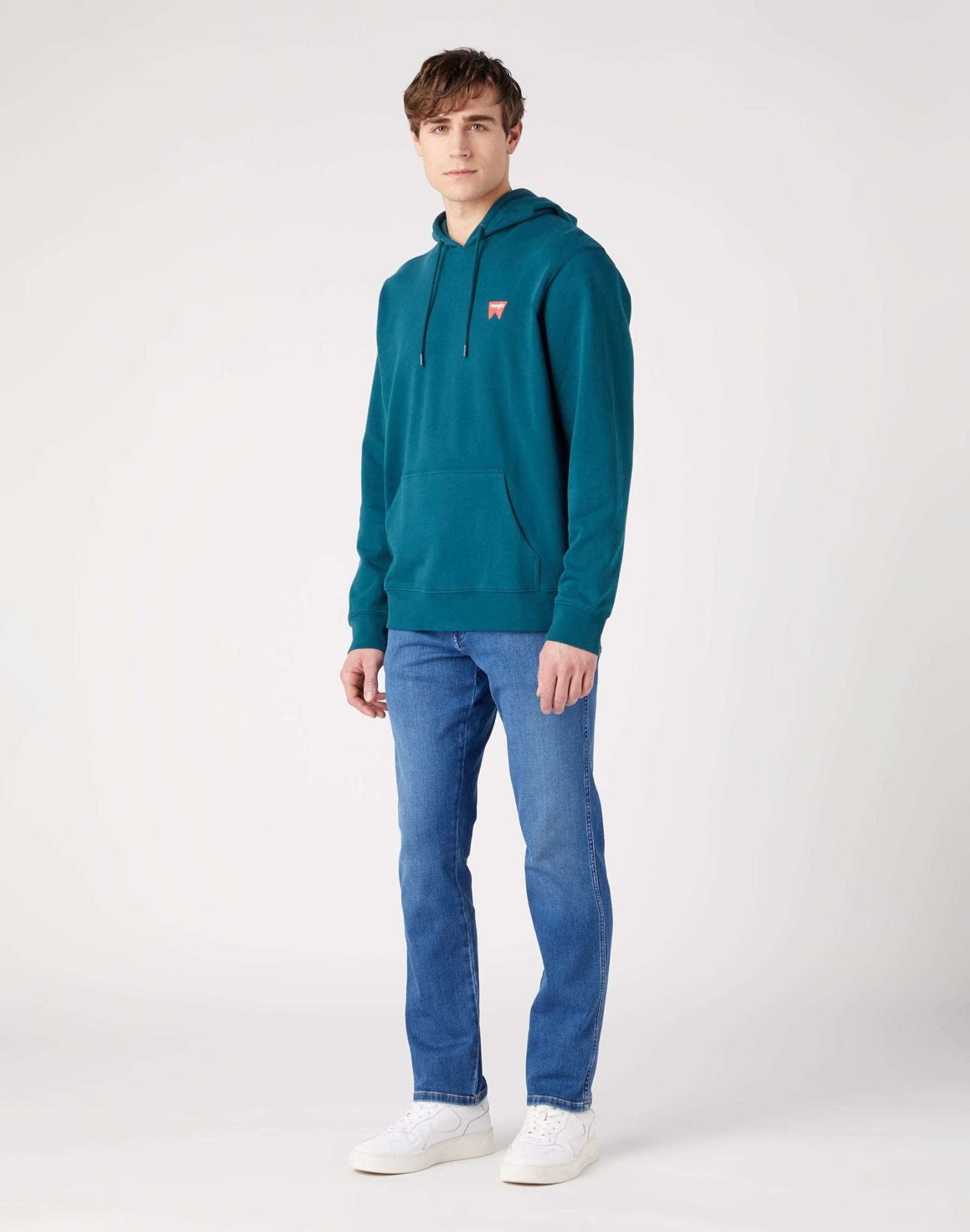 Sign Off Hoodie in Deep Teal Green Sweat à capuche Wrangler   