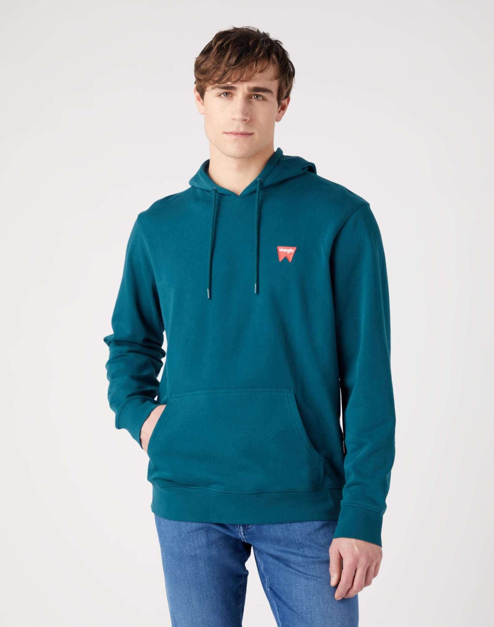 Sign Off Hoodie in Deep Teal Green Sweat à capuche Wrangler   