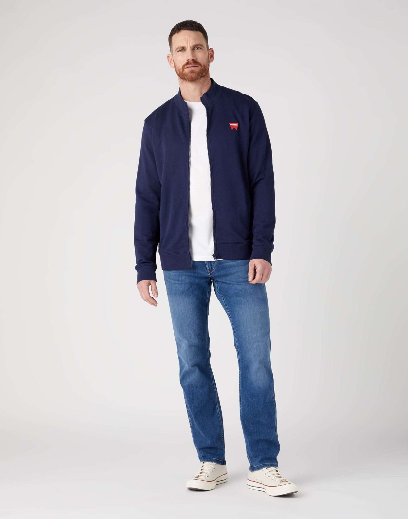 Funnel Neck Zip in Real Navy Vestes de sweat Wrangler   